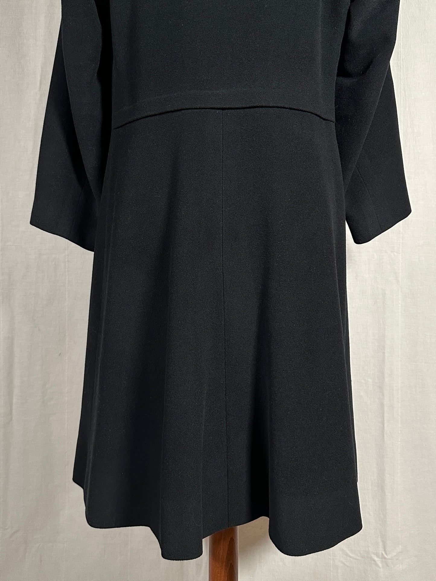 Cappotto Vintage Fine Anni ‘50 Sartoriale in Stile 40es in Lana con Collo in Astrakan Nero