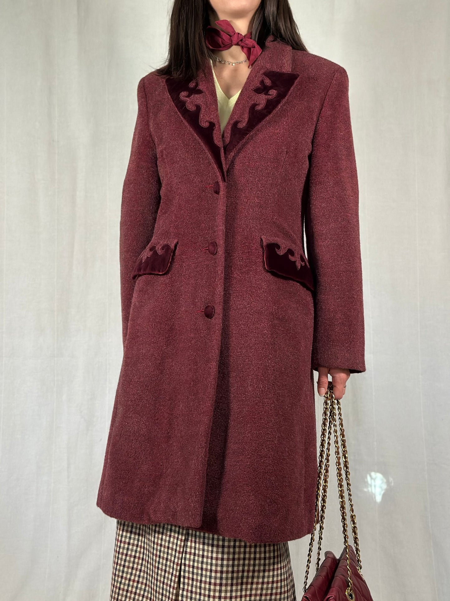 Cappotto Anni ‘90 Nicoletta Ruggiero in Lana e Angora Vinaccia