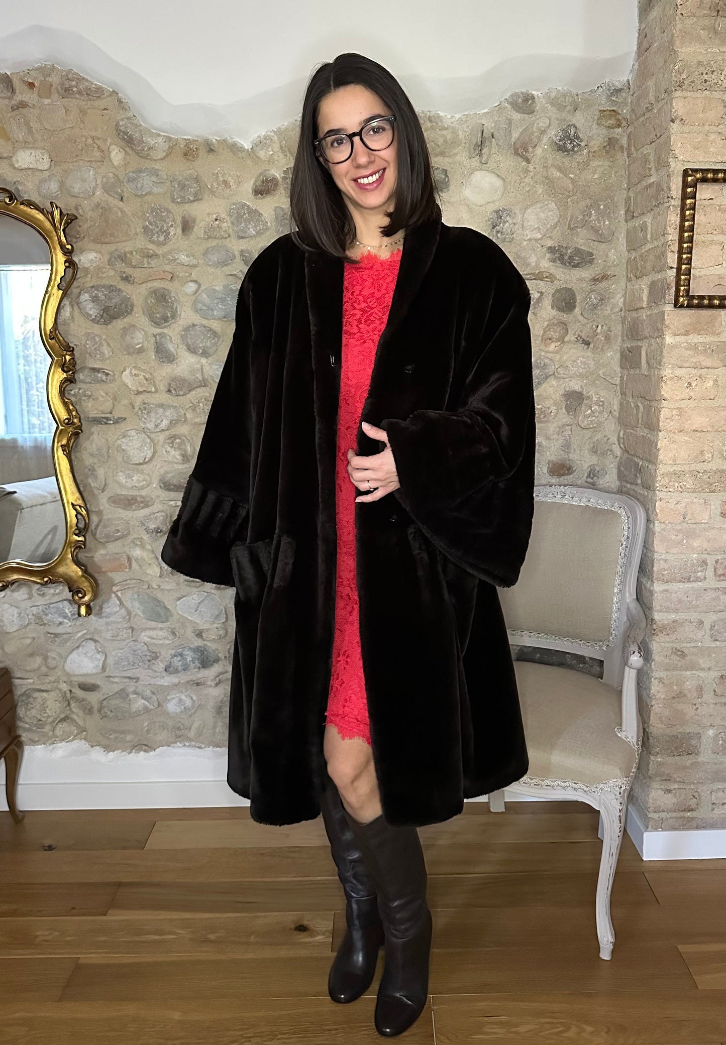 Pelliccia Sintetica Anni ‘80 Marrone Tg. Unica