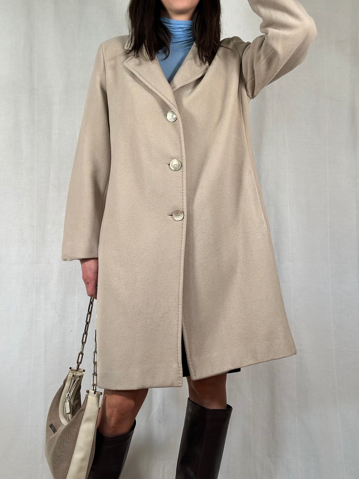 Cappotto Delia Ferrari in Lana Greige