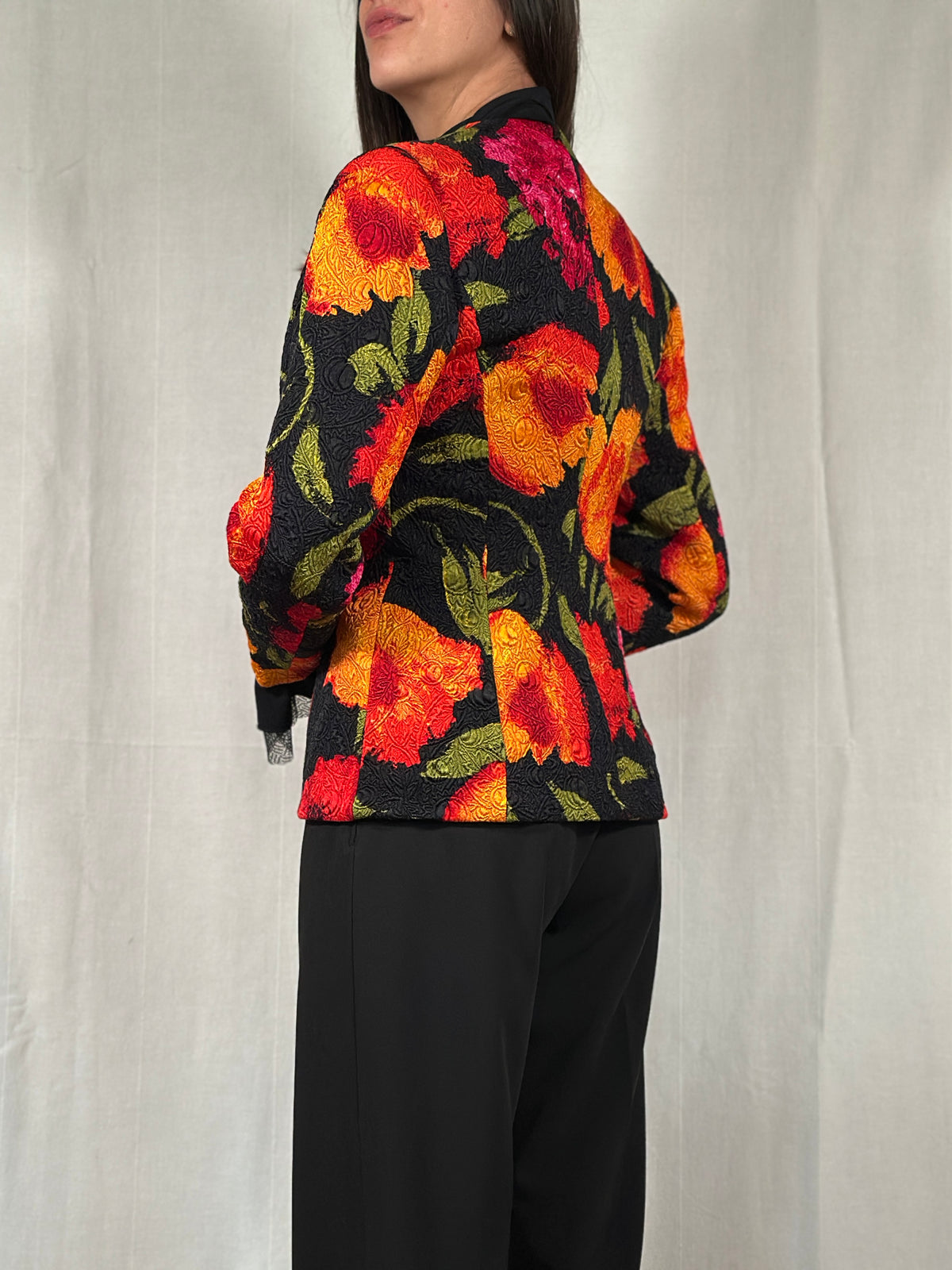 Giacca Anni ‘90 Pianoforte MaxMara Lana e Seta a Fiori