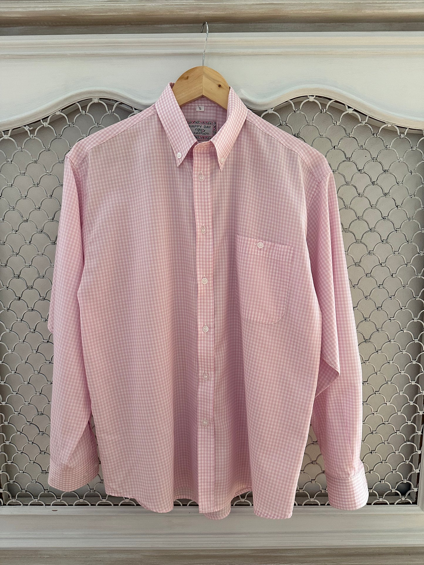 Camicia Anni Novanta Vichy Bianco e Rosa Tg.46/48