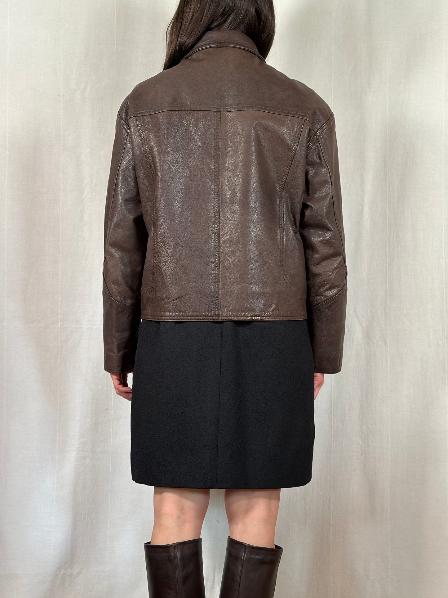 Giubbotto Anni ‘90 in Pelle Marrone