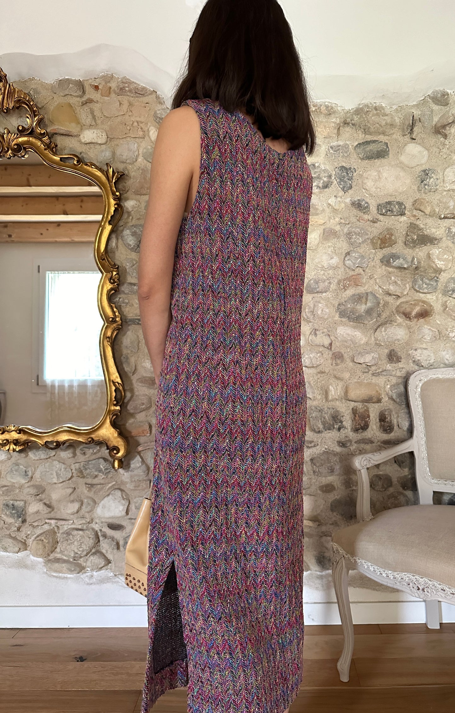 Abito Lungo Multicolore Sartoriale Anni ‘90 Tg.44/46