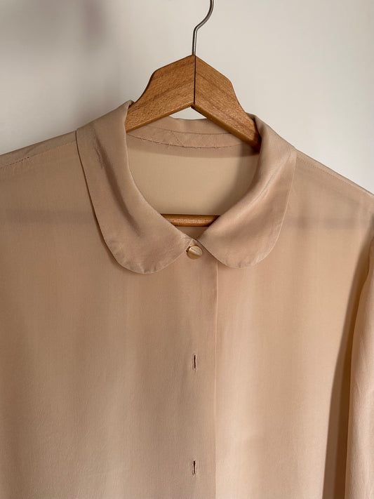 Camicia Vintage Sartoriale in Seta Beige Tg. Fino 50