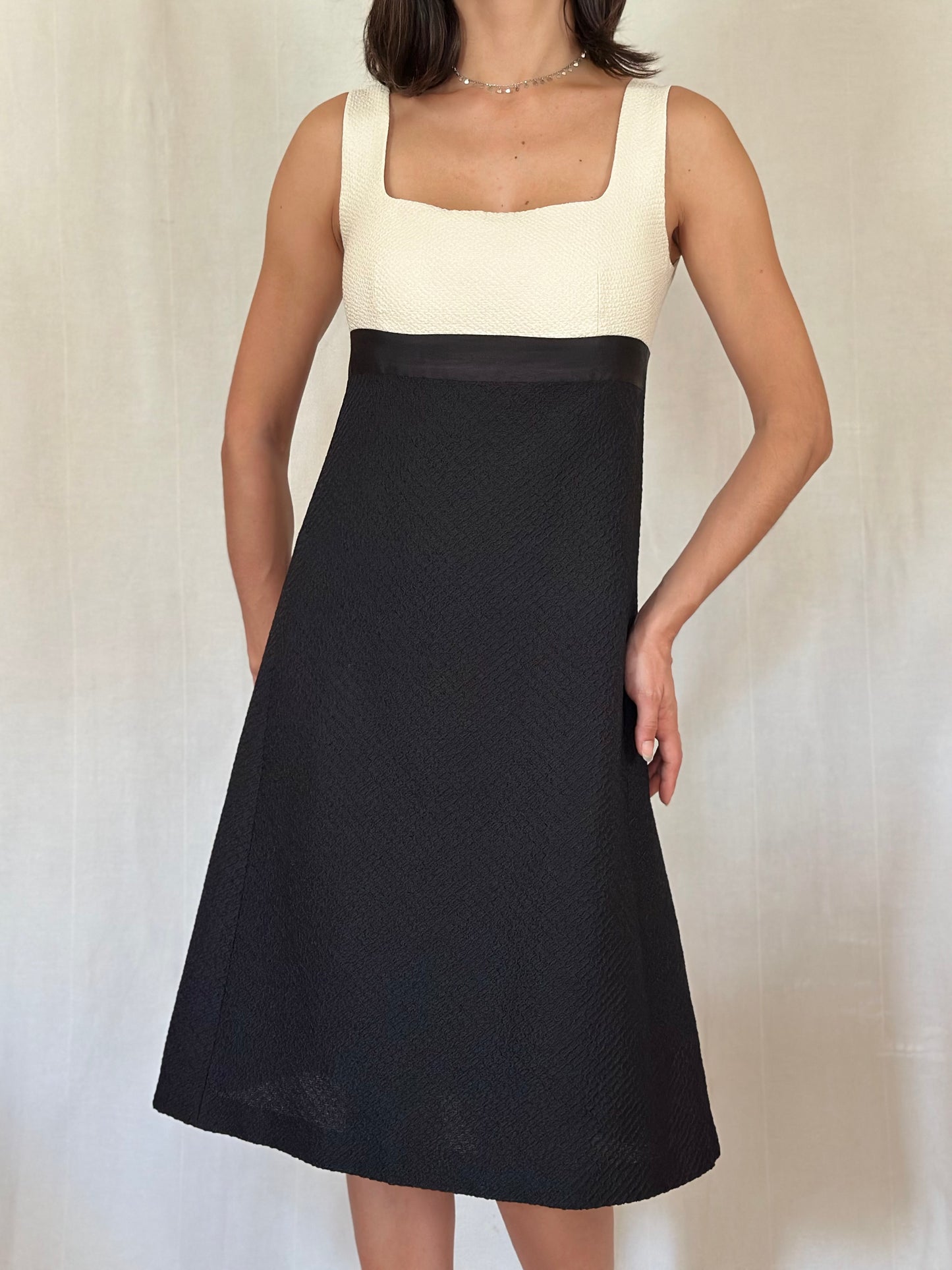 Abito MaxMara Pianoforte Elegante Nero e Panna Tg.42