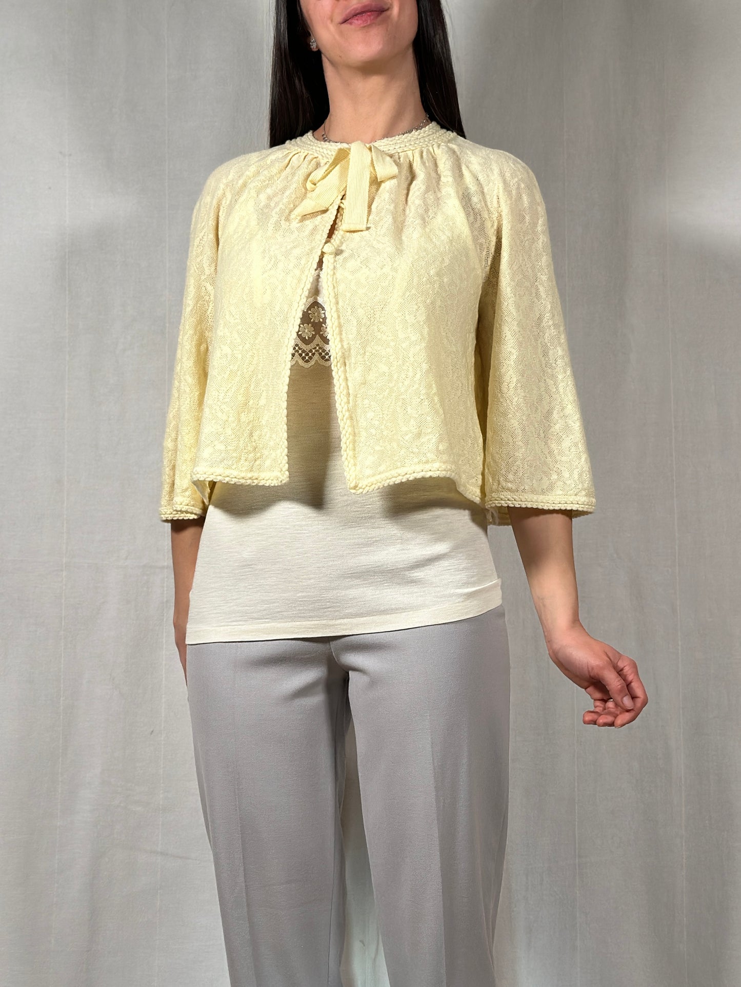Liseuse Vintage Hanro Anni ‘60 in Lana Gialla