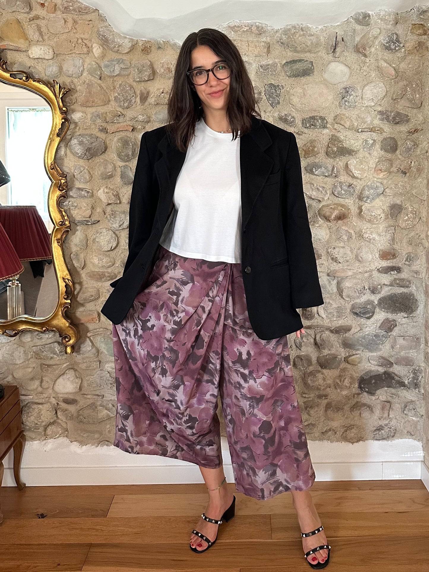 Gonna Pantalone Anni ‘80 in Viscosa Floreale Tg.42/44