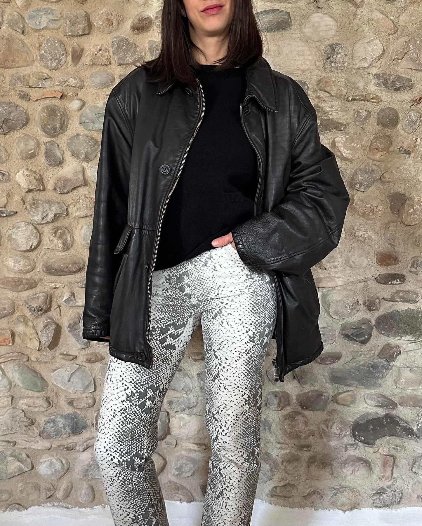 Giubbotto in Pelle Imbottito Testa di Moro Tg.50/52