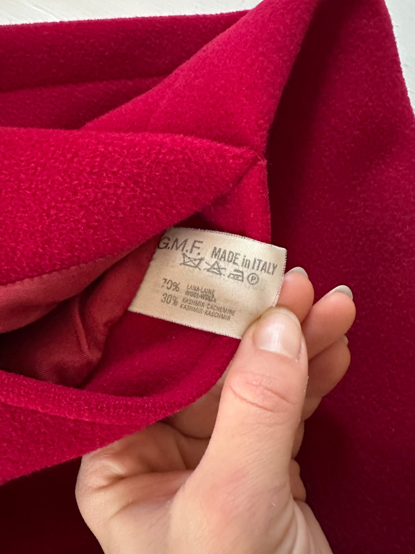 Cappotto Missoni Vintage Anni ‘80 in Lana e Kashmir Rosso Lampone Tg.fino 52