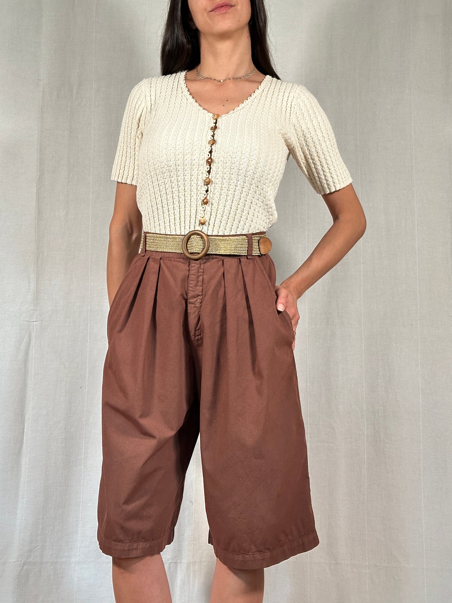 Maglia Anni ‘90 in Cotone a Coste Beige
