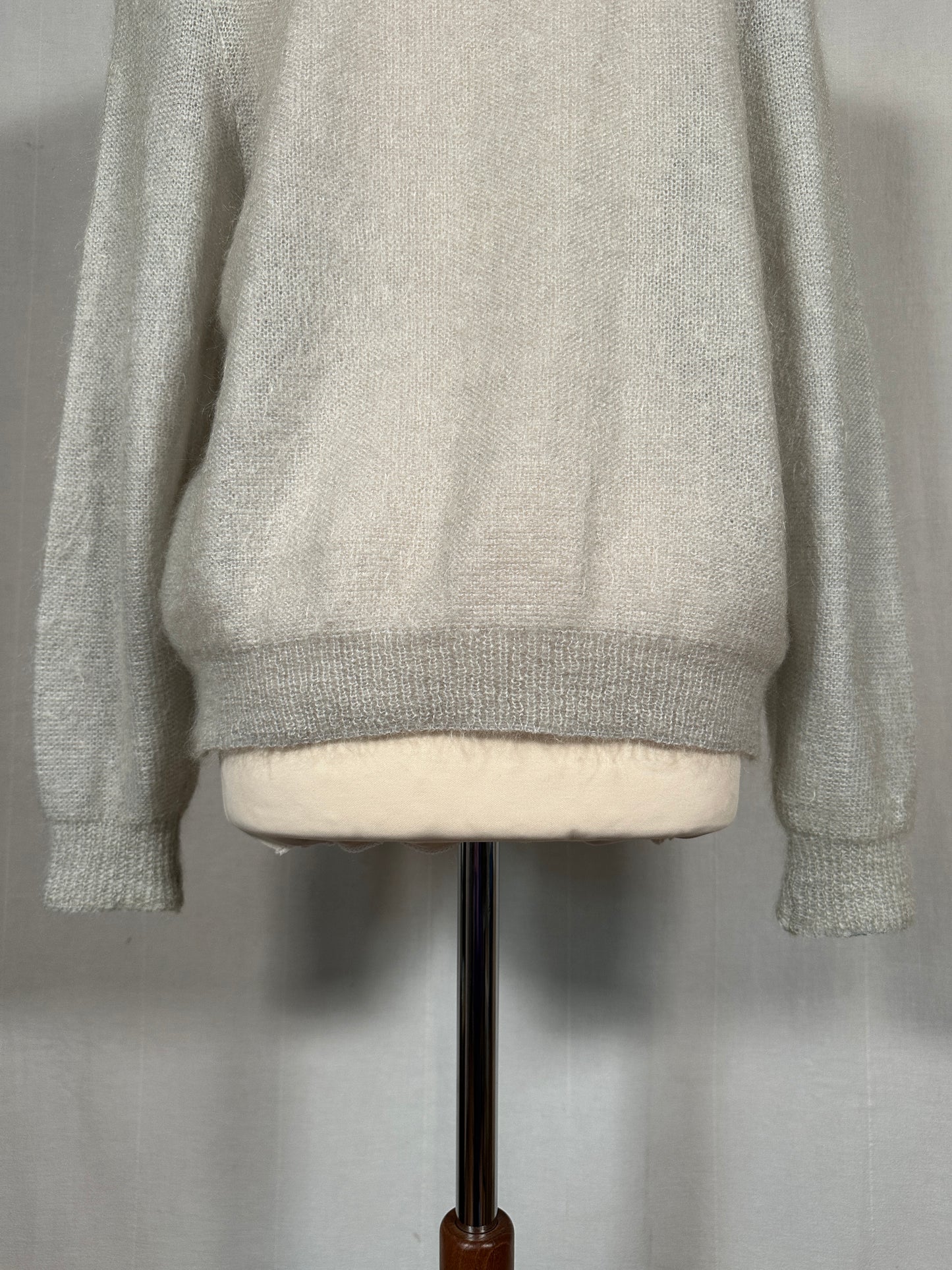 Cardigan Vintage Anni ‘80 Ricamato in Misto Mohair Verde Acqua
