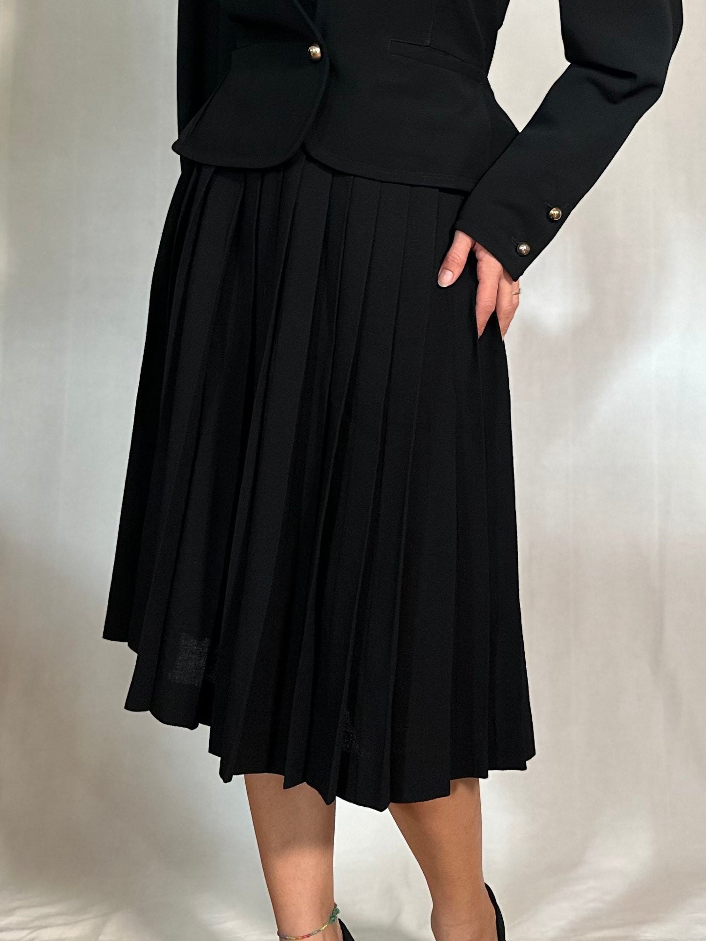 Gonna a Pieghe Anni ‘70 in Lana Nera Tg.40/42/44