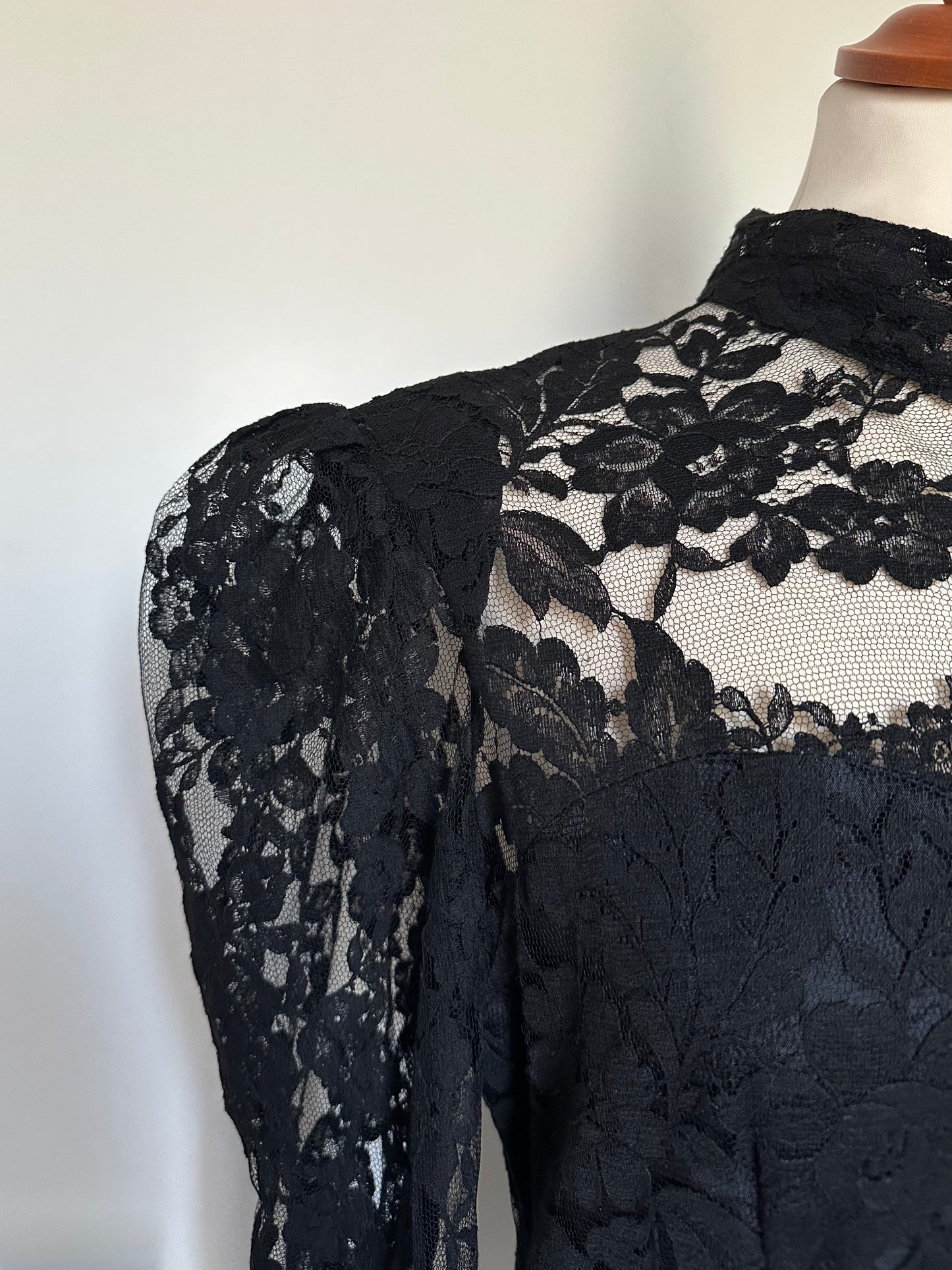 Camicia Anni ‘70/‘80 in Stile Vittoriano in Pizzo Nera