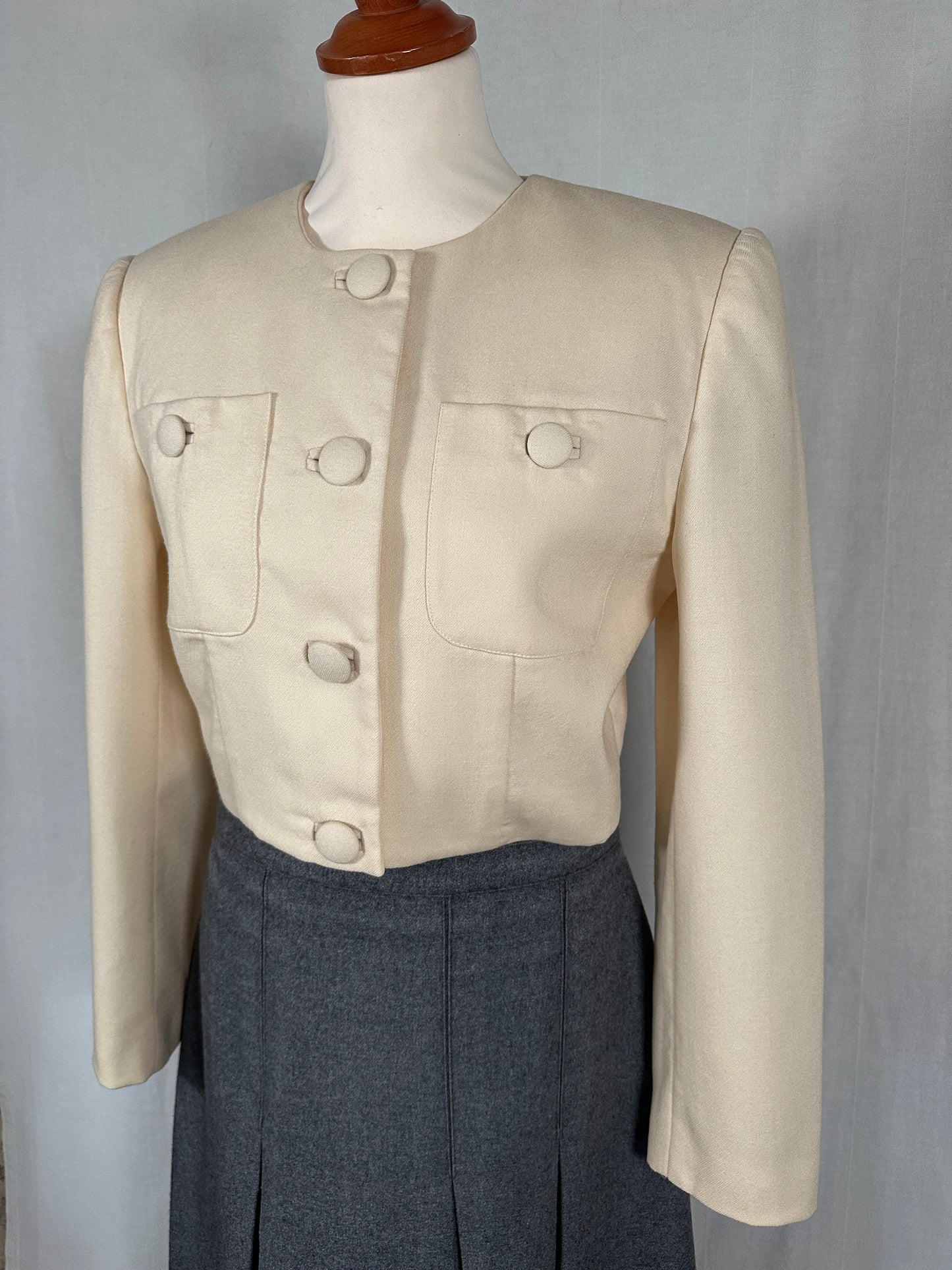 Giacca Crop Vintage Anni ‘80 Marina Babini in Kashmir Crema Tg.42