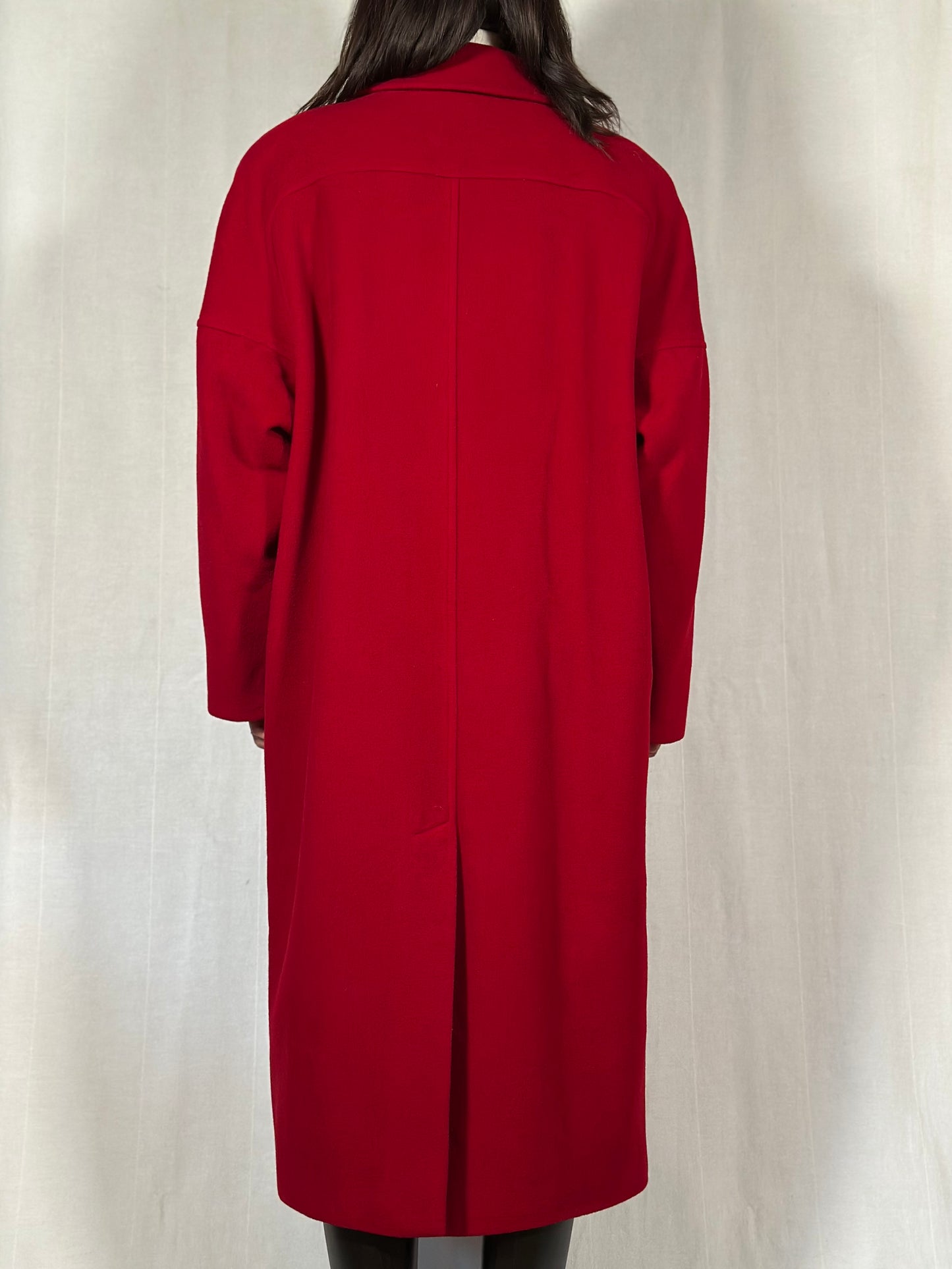 Cappotto Lungo Vintage Anni ‘80 in Misto Lana Rosso