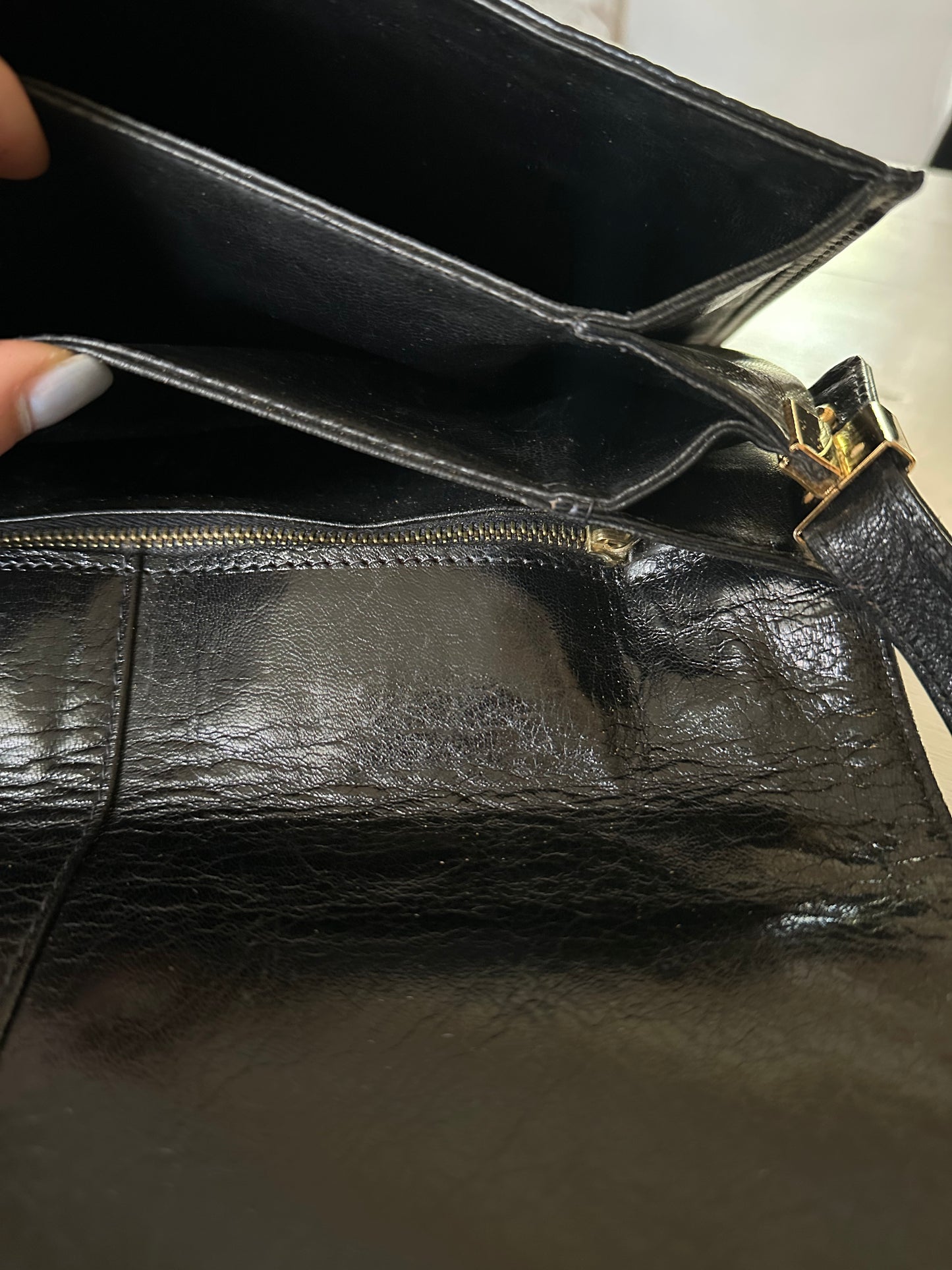 Borsa in Pelle a Spalla Anni Novanta Nera