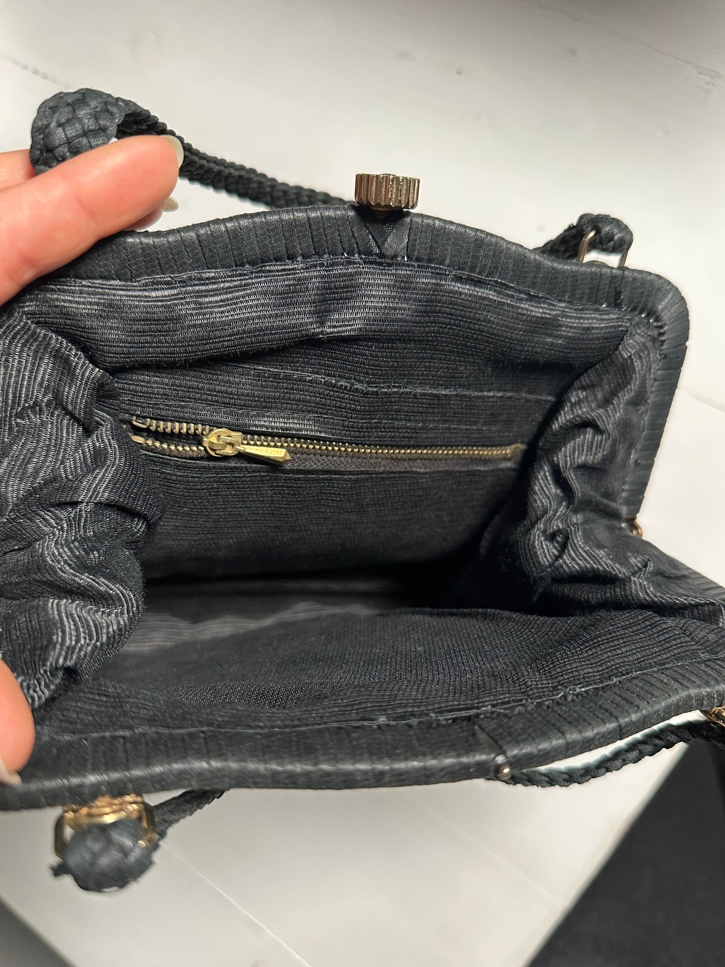 Borsa Vintage Anni ‘50/‘60 in Rafia Nera