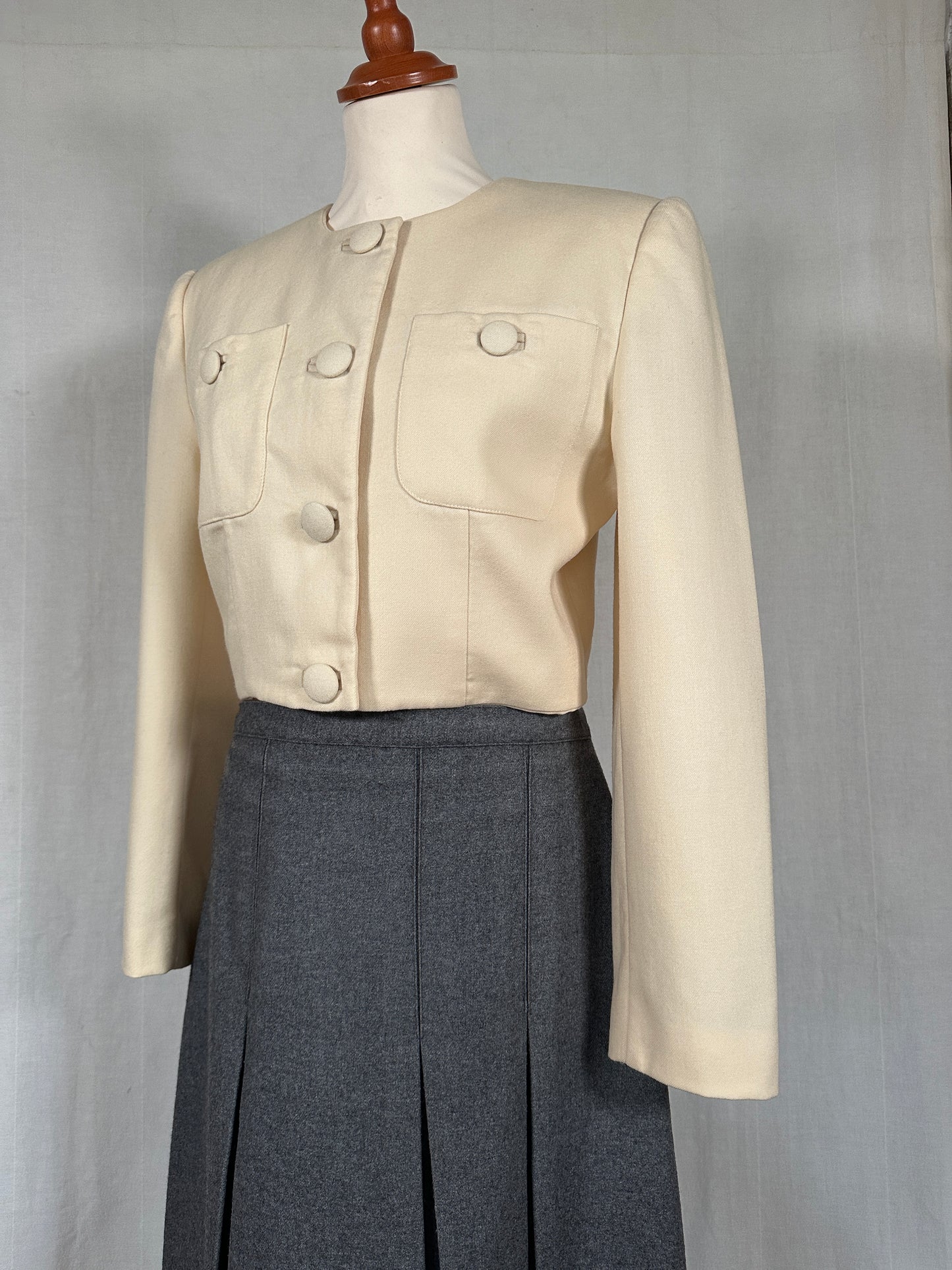 Giacca Crop Vintage Anni ‘80 Marina Babini in Kashmir Crema Tg.42