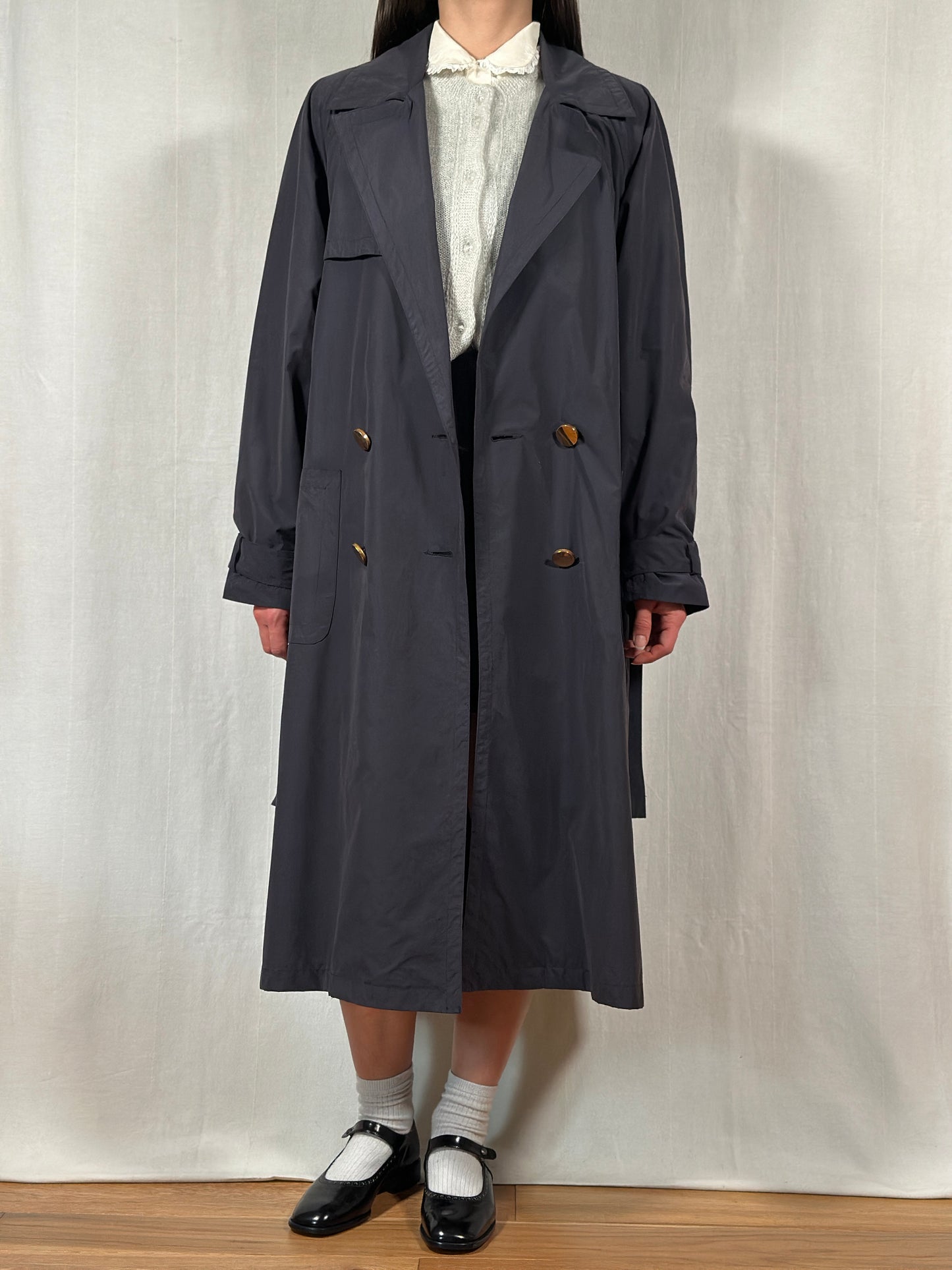 Trench Vintage Anni ‘90 Les Copains Blu Fumo
