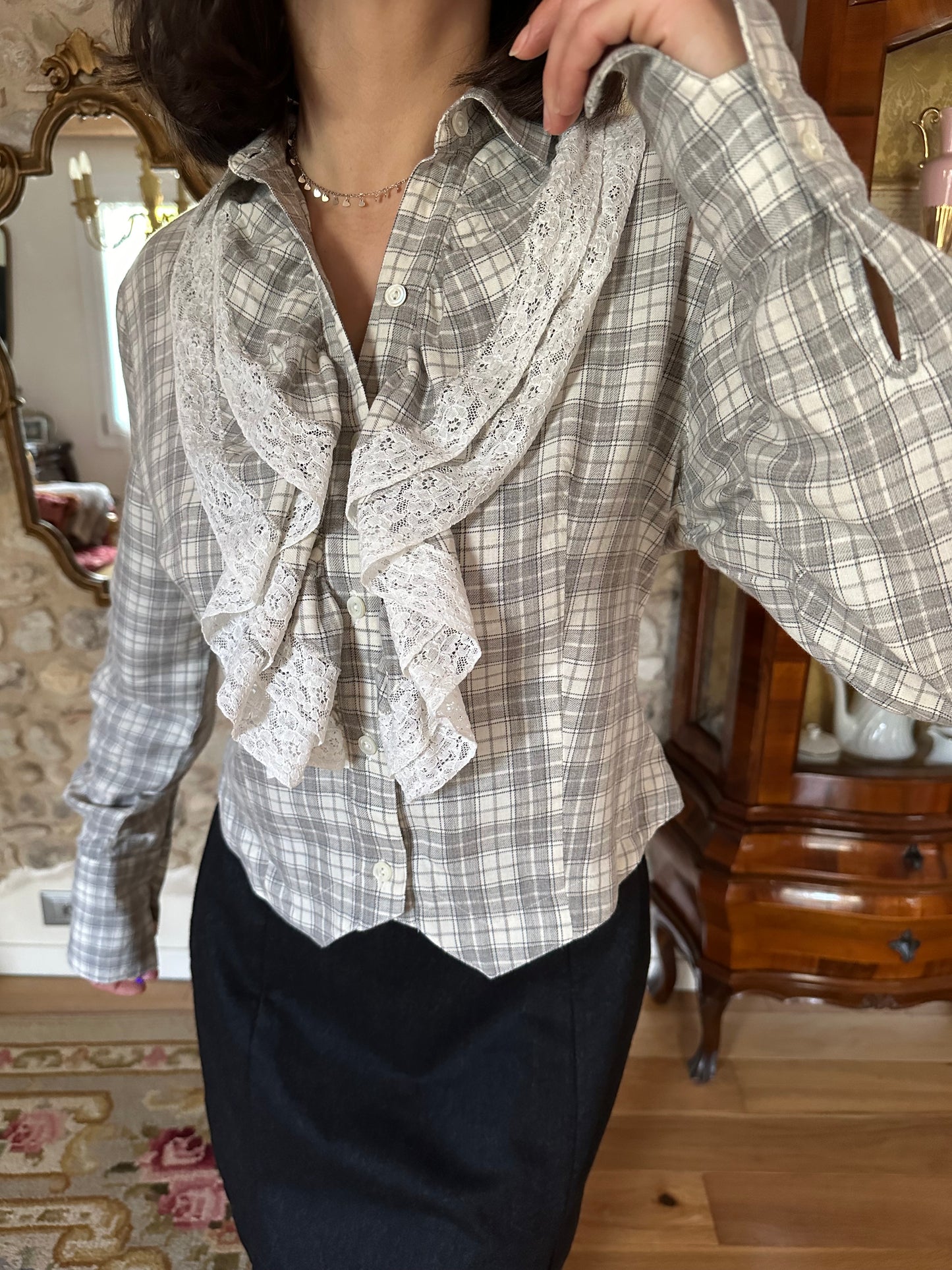 Camicia Vintage Anni ‘70/‘80 con Volants Tg.44