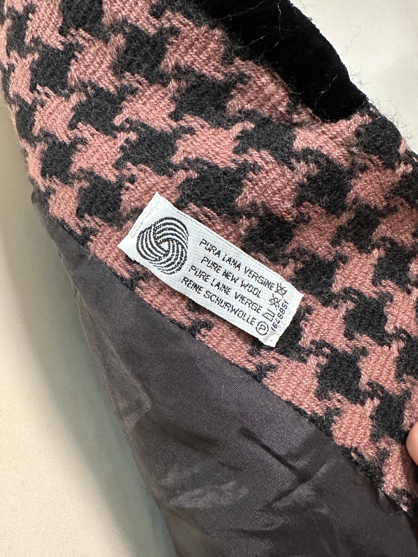 Blazer Vintage in Lana Pied de Poule Rosa e Nero Tg.44/46
