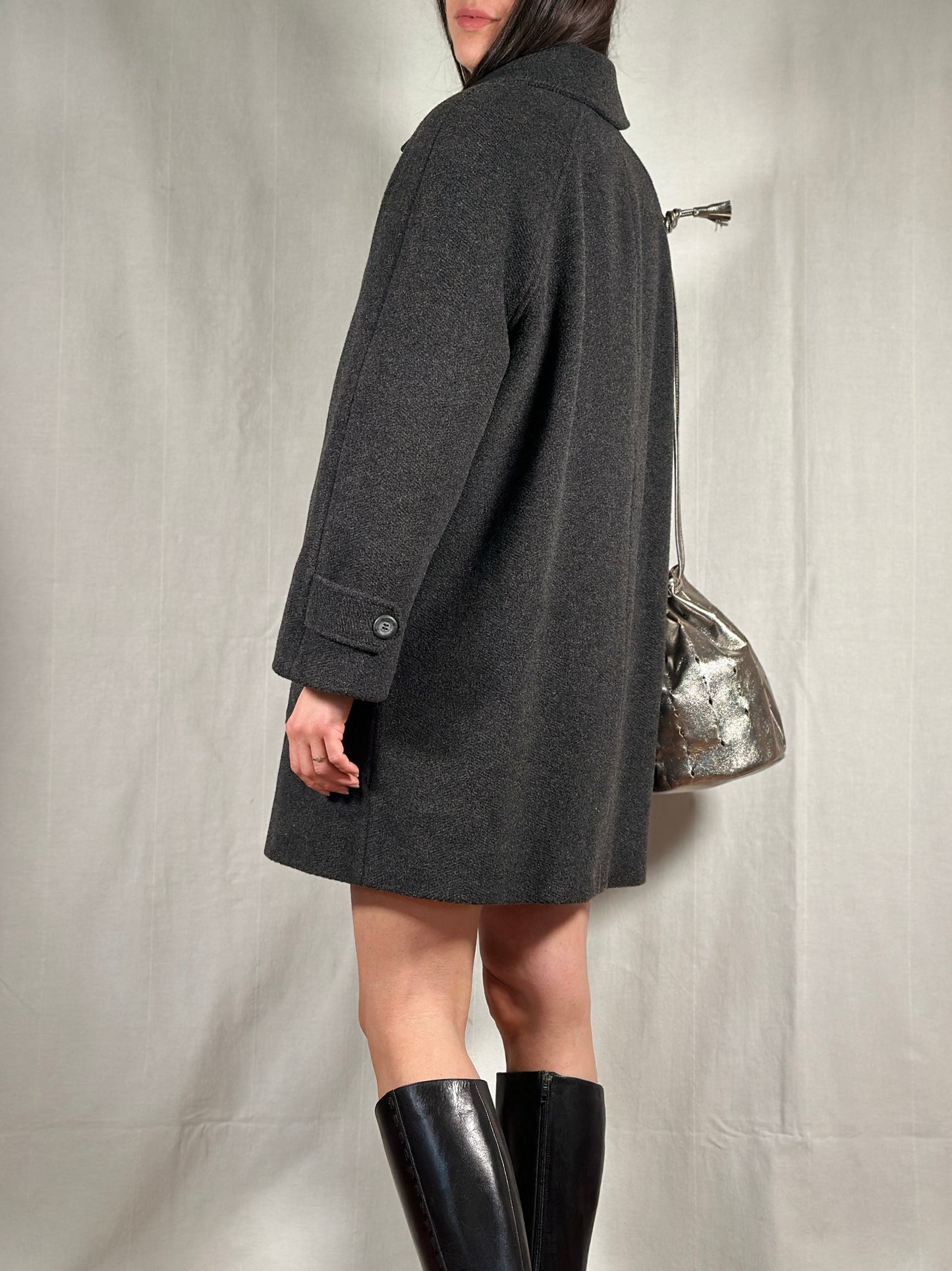 Cappotto Corto Grigio in Lana