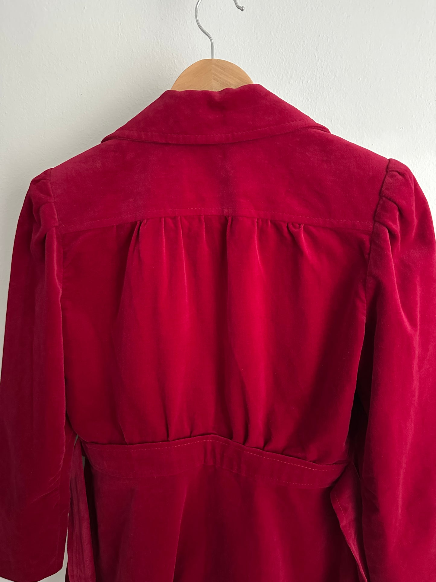 Completo Gonna e Giacca Vintage Anni ‘70 Sartoriale in Velluto Rosso Ciliegia