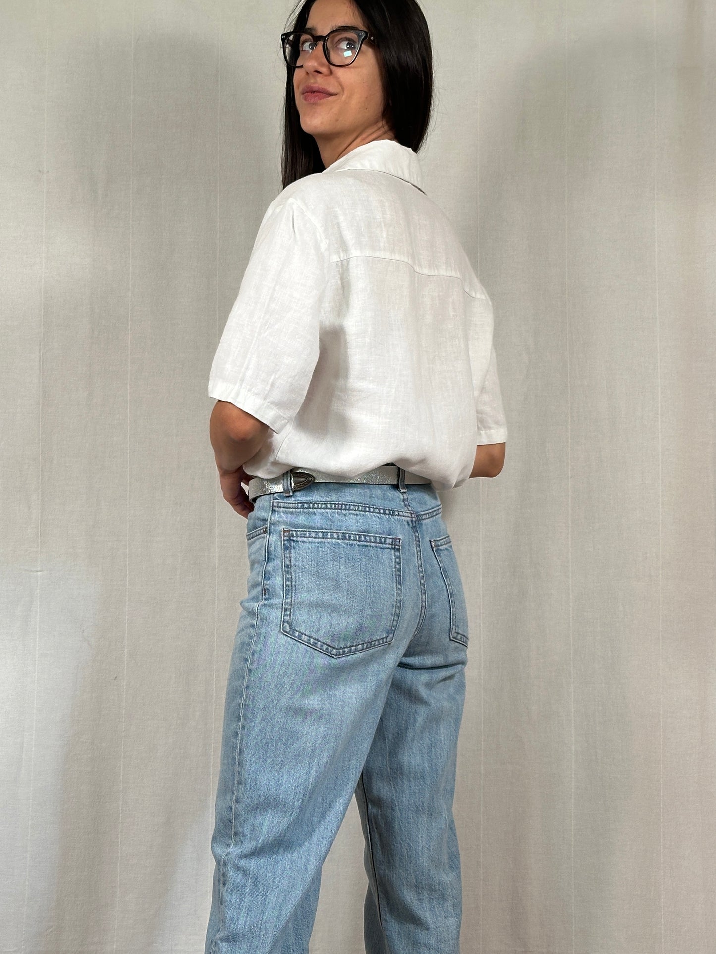 Camicia Vintage Studio 81 in Lino Bianca