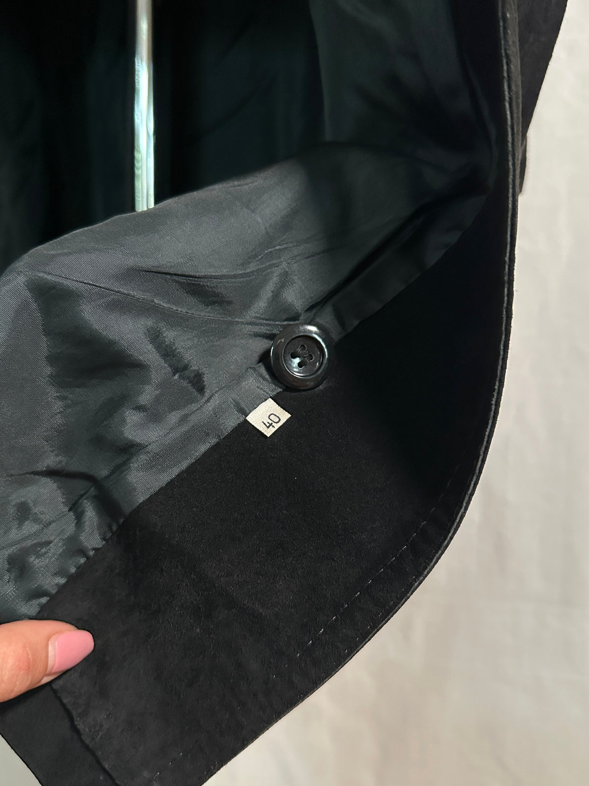 Trench Vintage Anni ‘70 in Pelle Scamosciata Nero