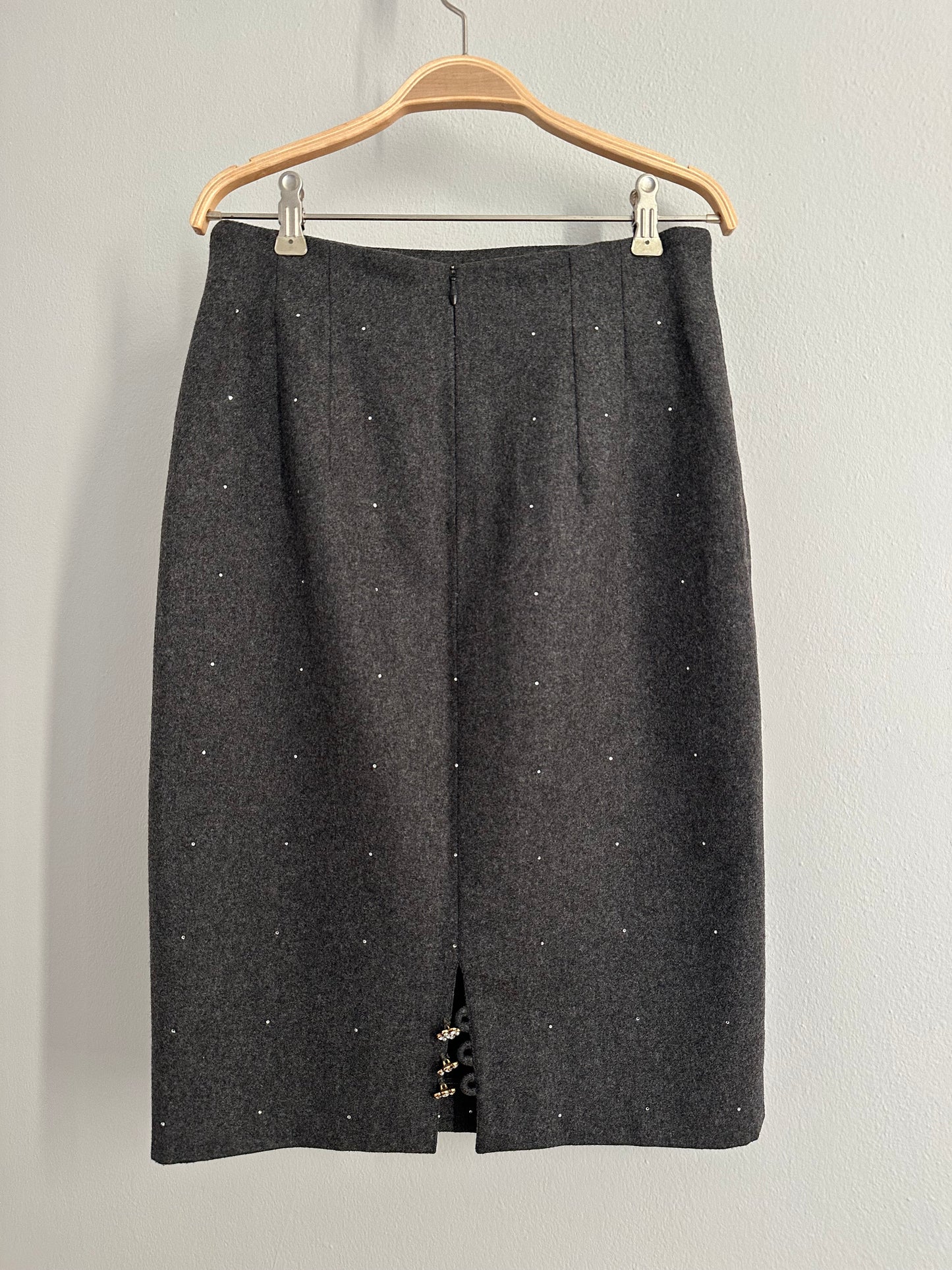 Gonna Anni ‘80 in Lana Grigia con Brillantinin