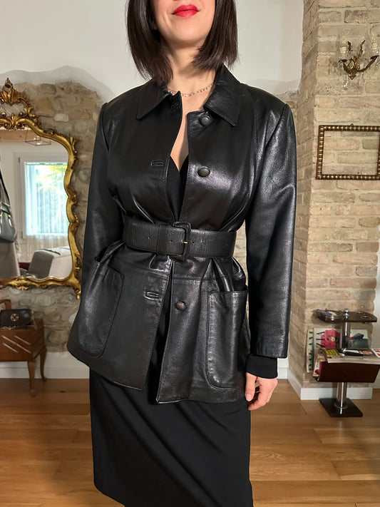 Giacca Vintage in Pelle Nera Tg.40/42