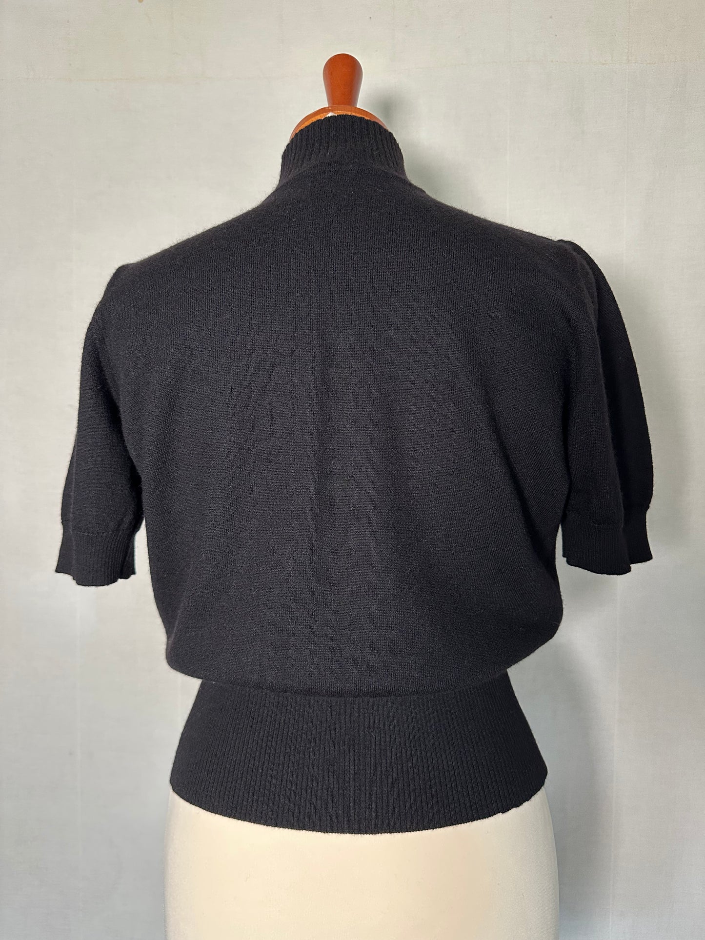 Sottogiacca Vintage Mazzonetto Manica Corta in Lana Nero Tg.40/42/44