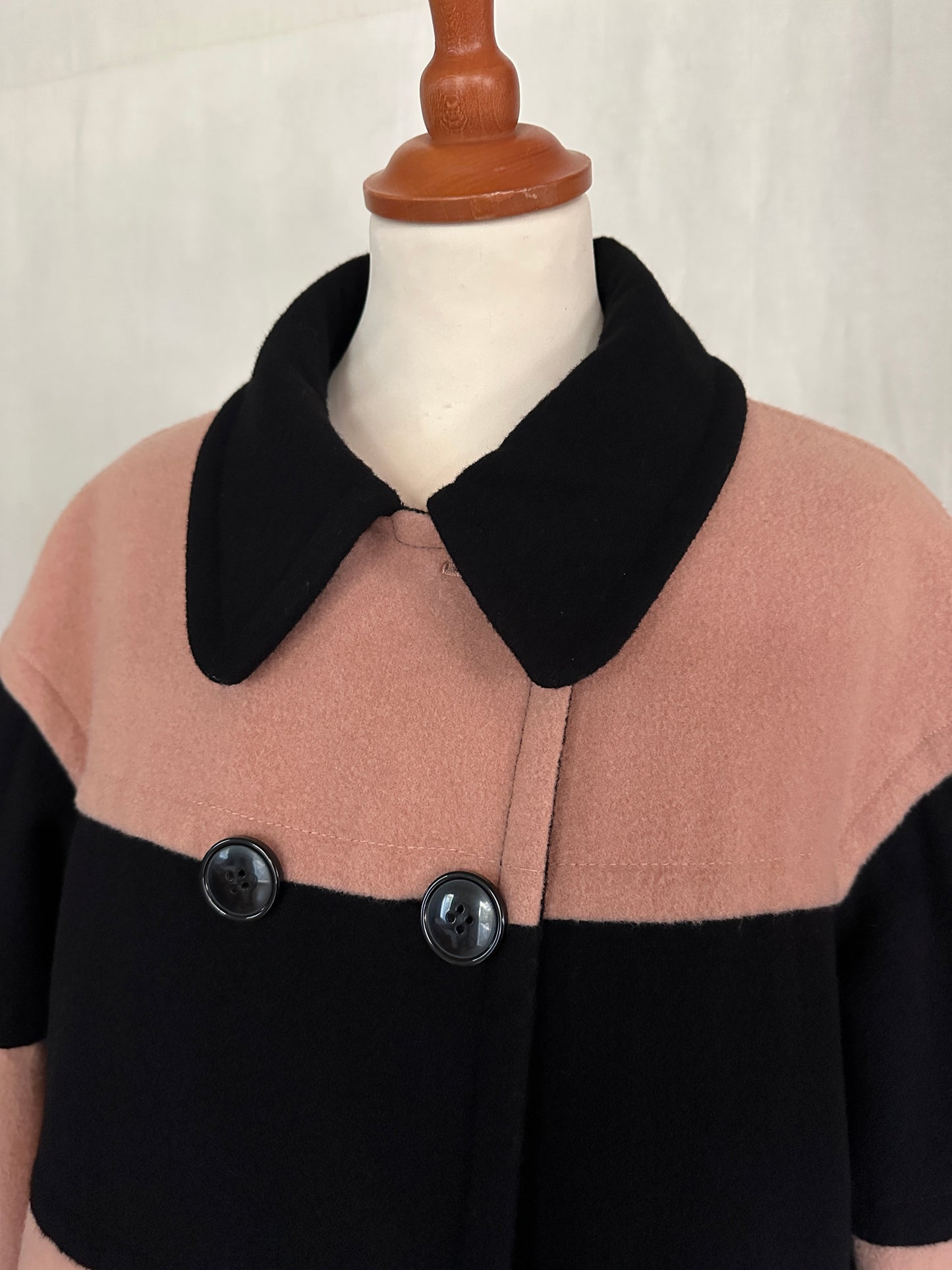 Cappotto Corto Moschino Cheap and Chic Vintage in Misto Lana Nero e Rosa