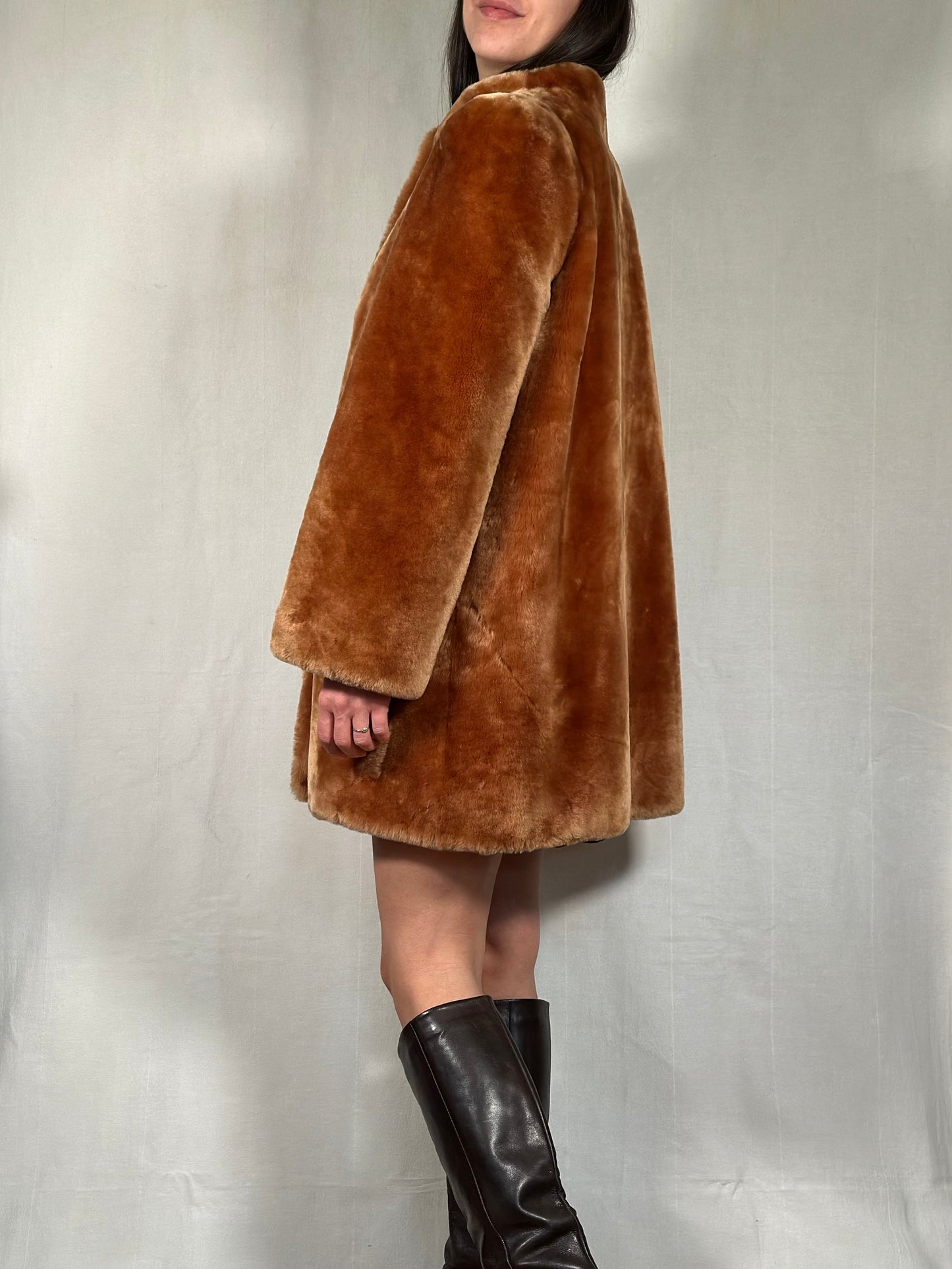 Pelliccia di Agnello Anni ‘70 Caramello Tg.42