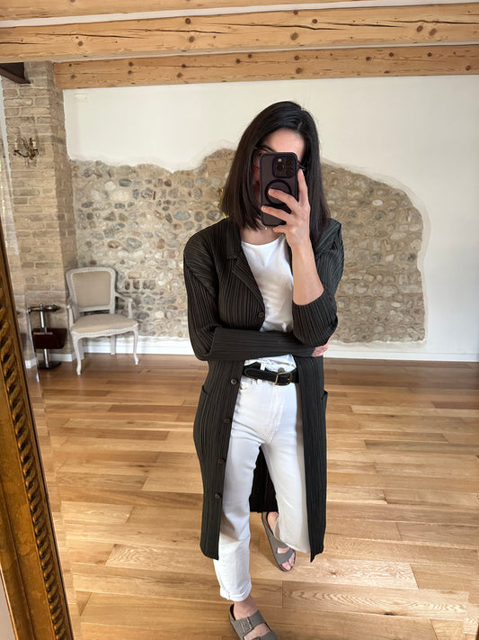 Abito Chemisier / Soprabito Cardigan Pleats Please Issey Miyake Verde
