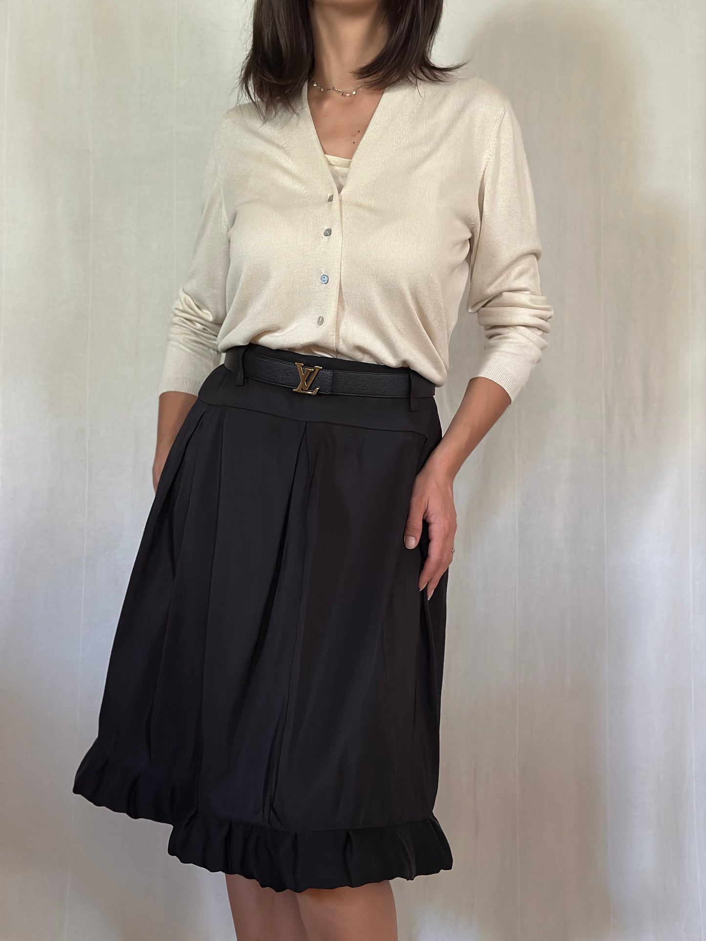 Completo Twinset Canotta e Cardigan in Seta Beige Tg.44/46