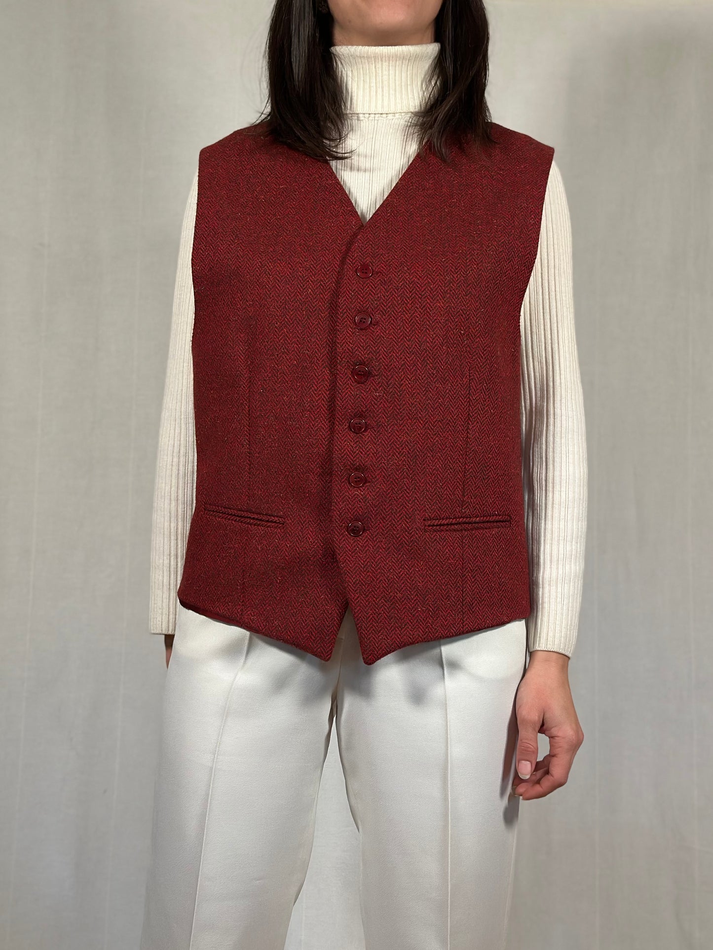 Gilet Yves Saint Laurent Anni ‘80 in Misto Lana Rosso