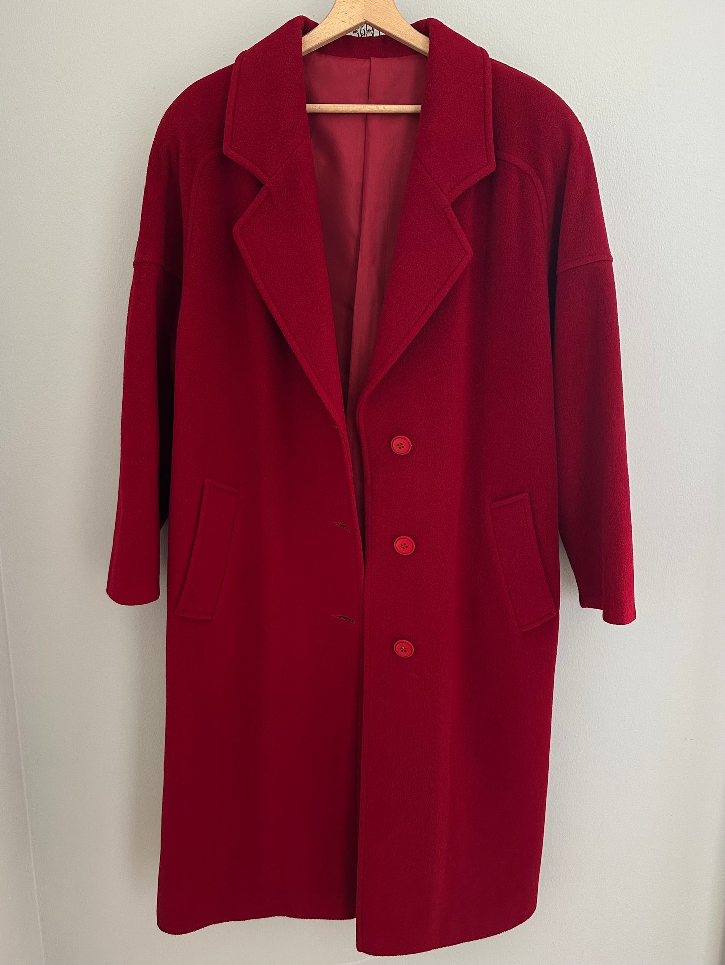 Cappotto Lungo Vintage Anni ‘80 in Misto Lana Rosso