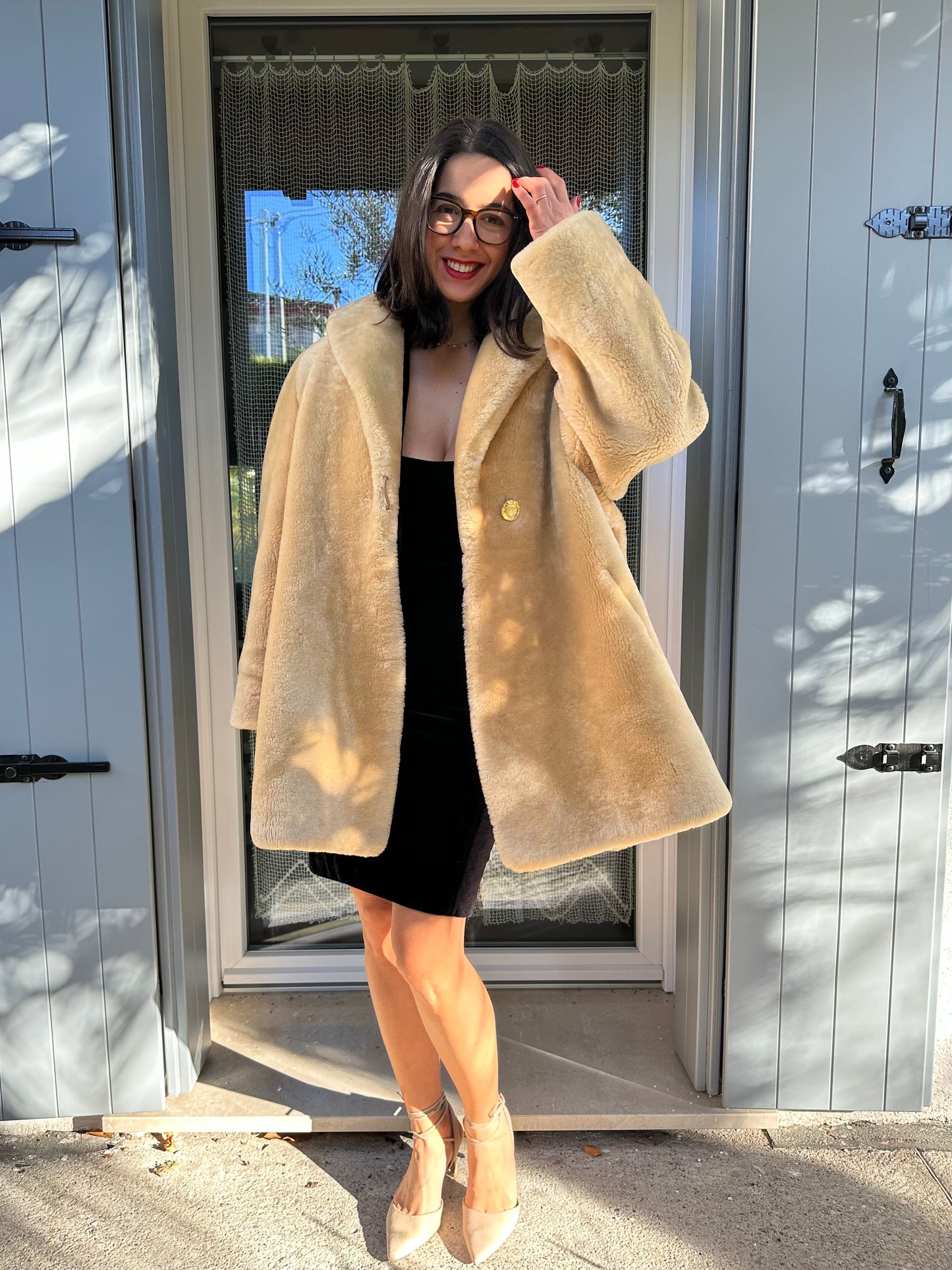 Pelliccia Vintage in Agnello Beige Tg.48/50