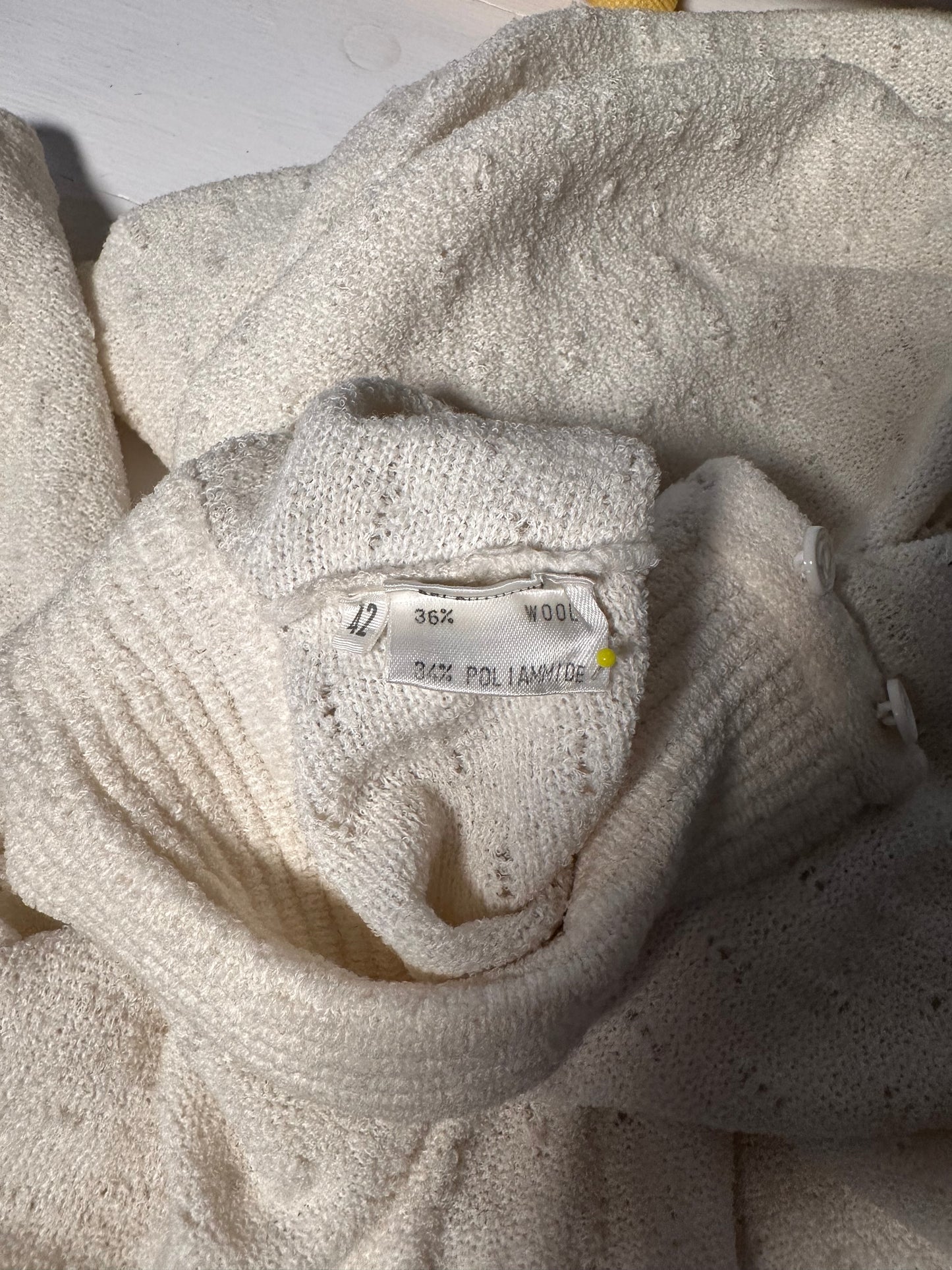 Abito Midi Anni ‘70/‘80 Nuovo Misto Lana Panna Tg.40/42