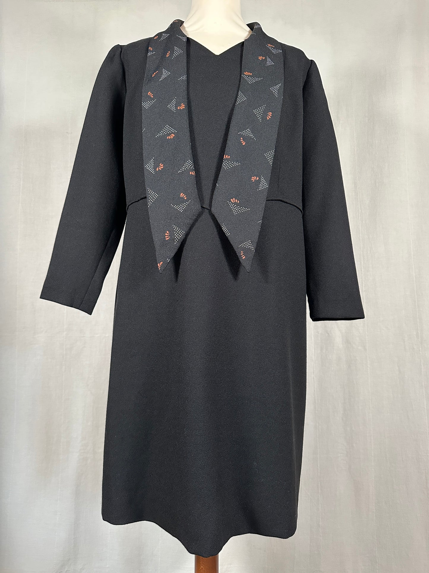 Abito Vintage Anni ‘70 Sartoriale in Lana Nero