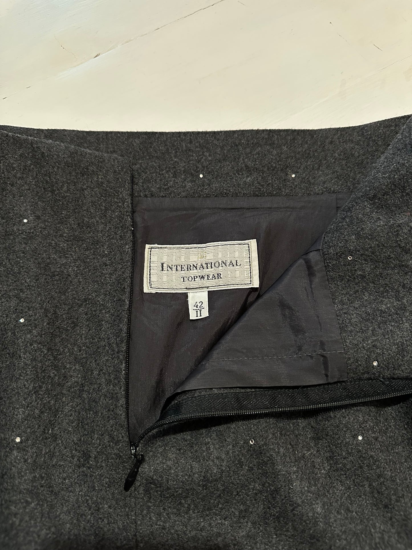 Gonna Anni ‘80 in Lana Grigia con Brillantinin