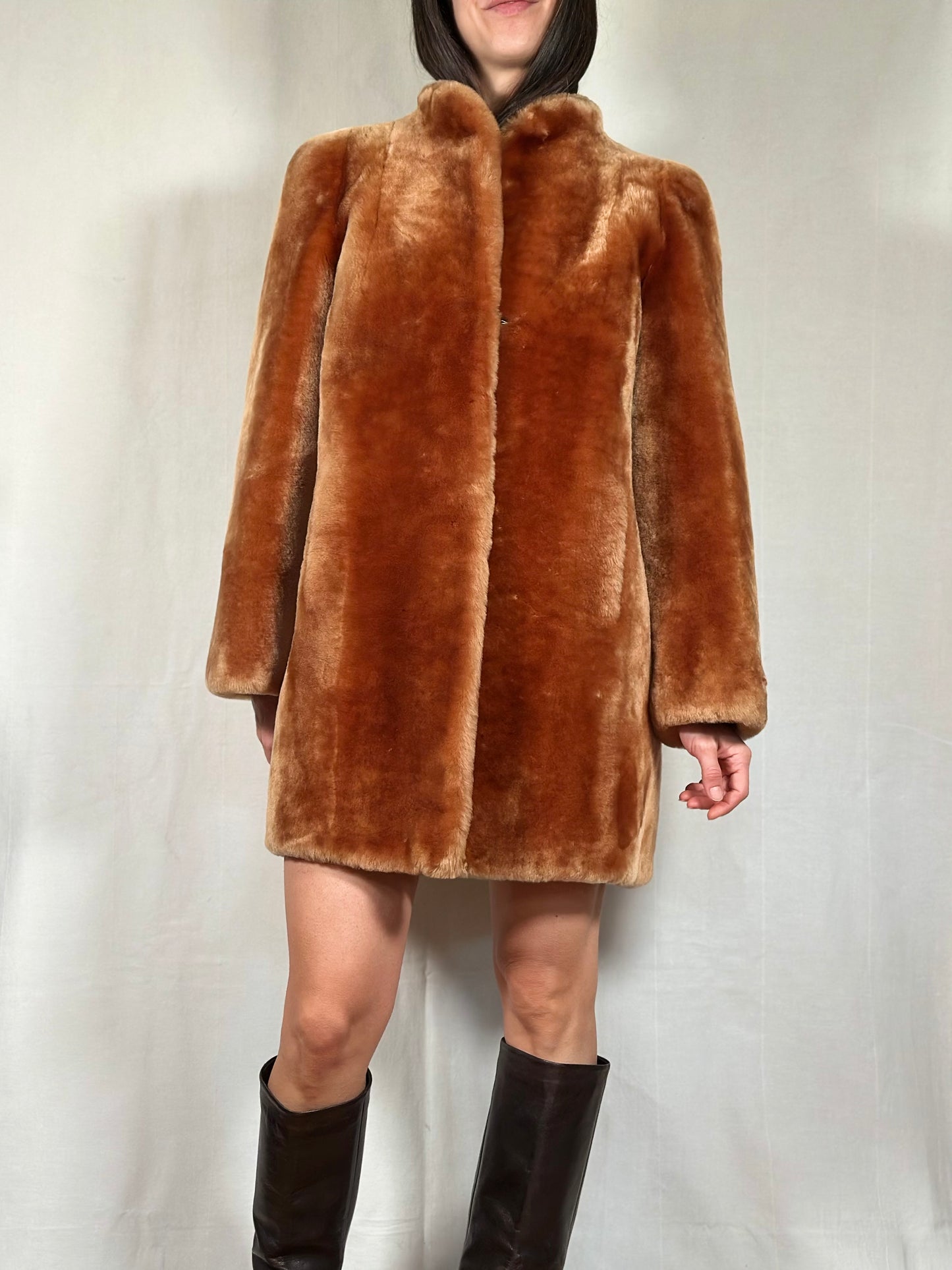 Pelliccia di Agnello Anni ‘70 Caramello Tg.42