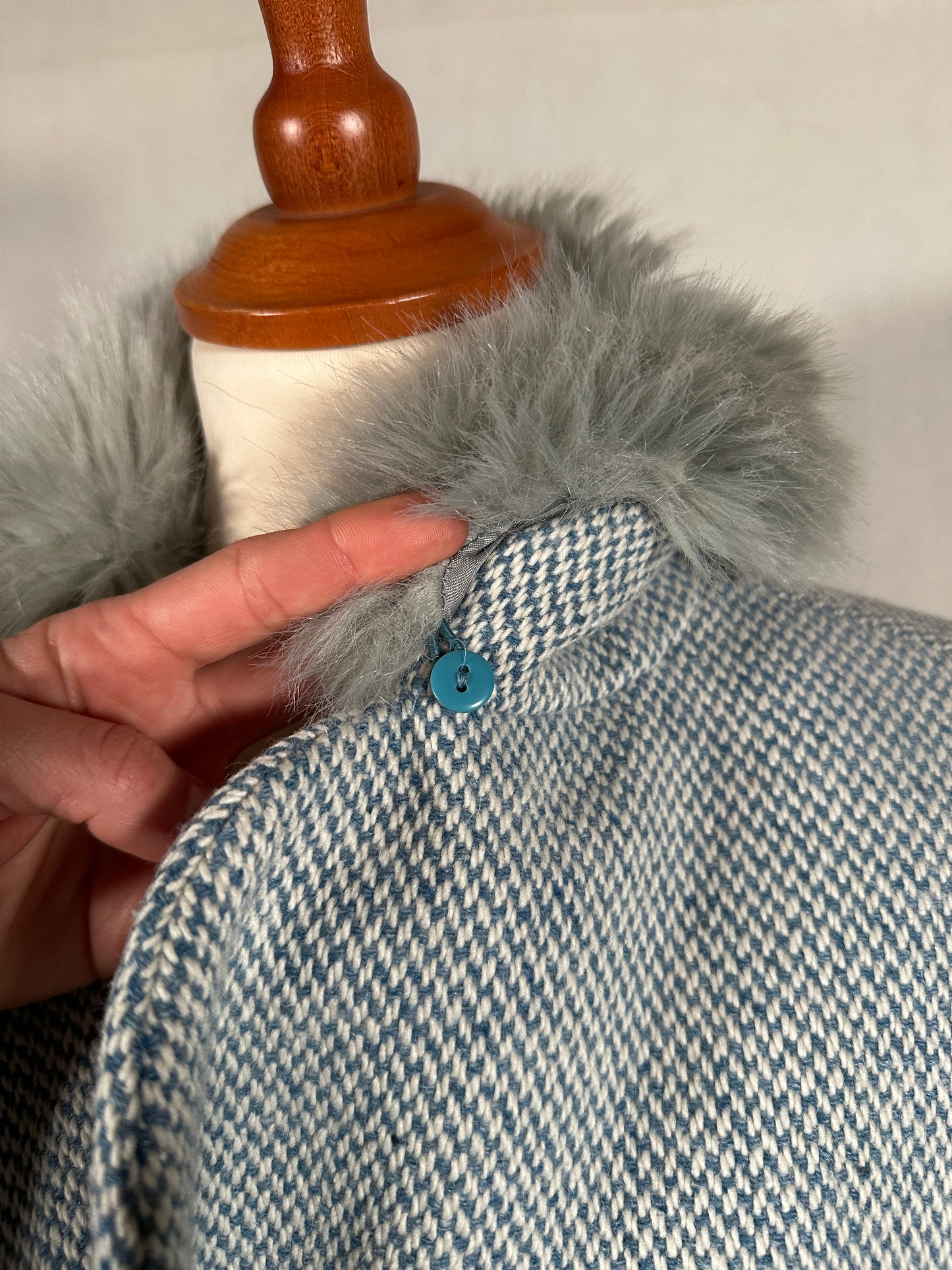 Giacca Benetton in Misto Lana Panna e Azzurro