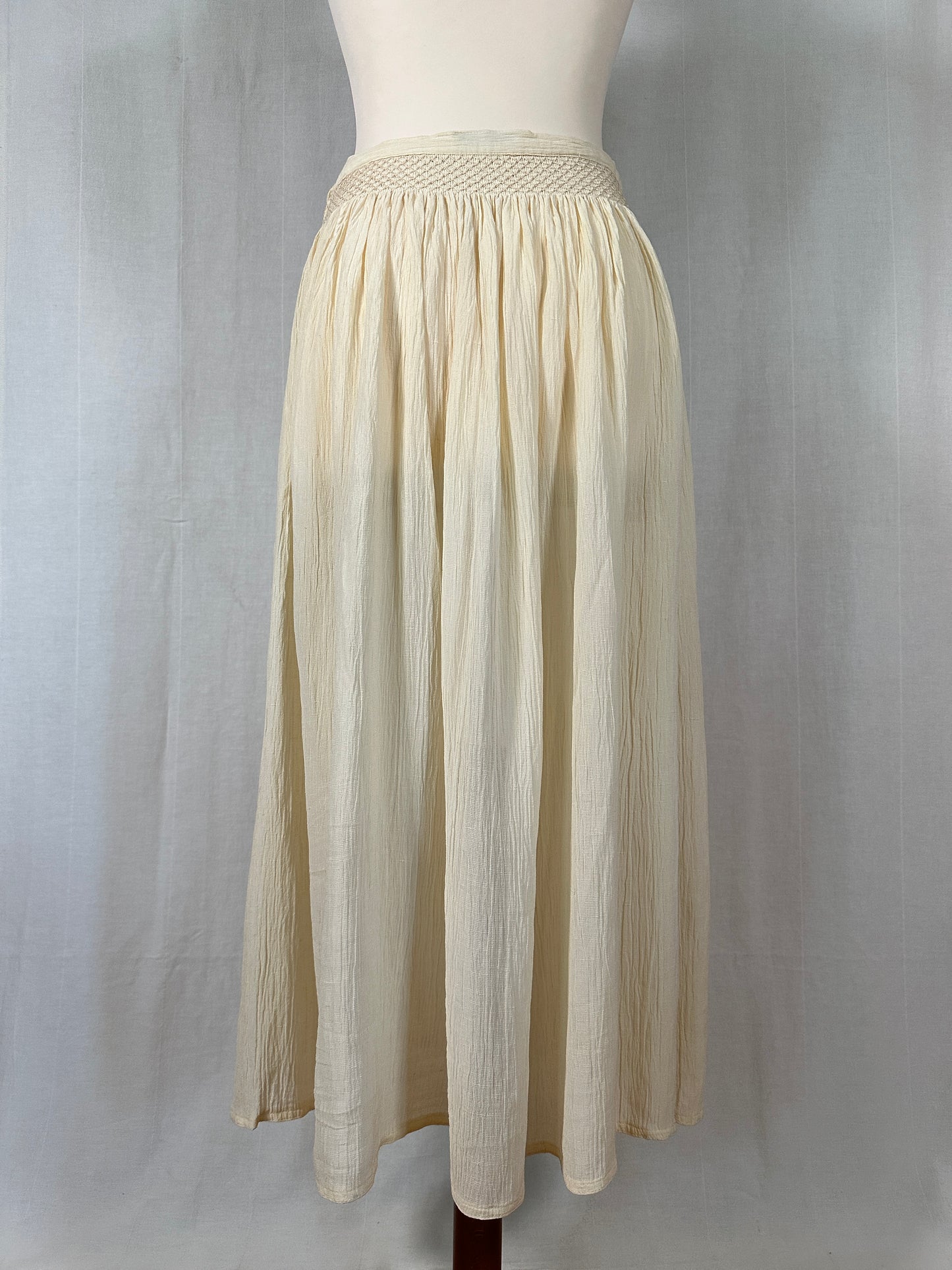 Gonna Lunga Krizia Vintage Fine Anni ‘80 in Viscosa e Lino Color Crema