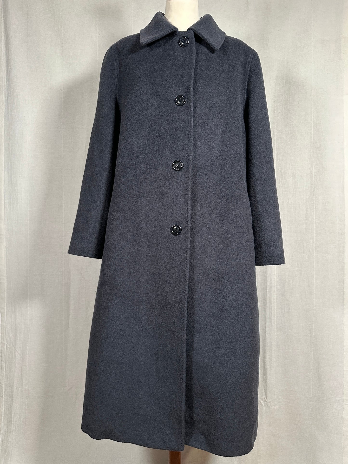 Cappotto Lungo Anni ‘90 in Lana Blu Fumo