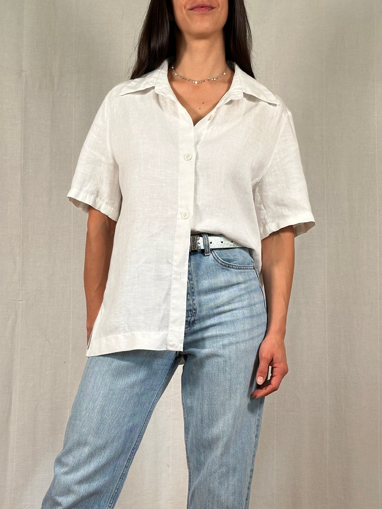 Camicia Vintage Studio 81 in Lino Bianca