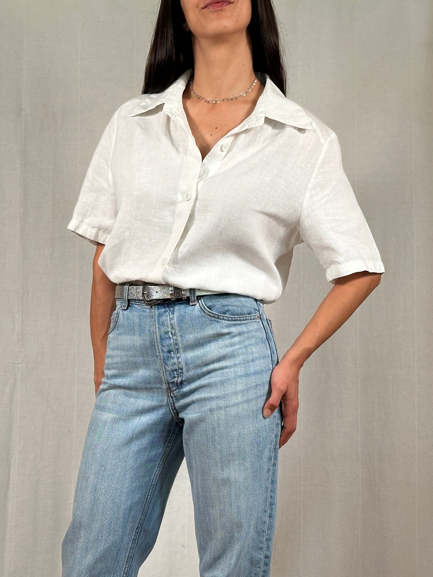 Camicia Vintage Studio 81 in Lino Bianca