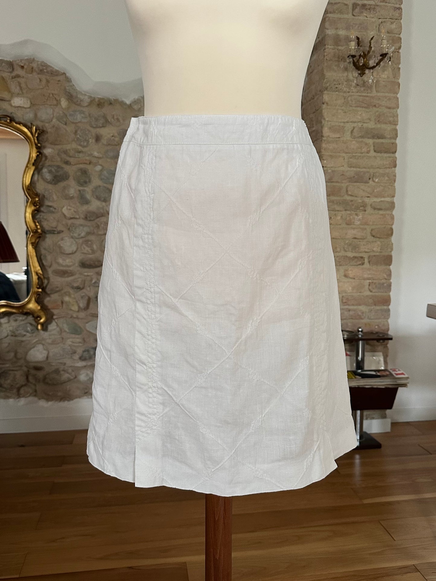 Gonna Vintage Lella Mode in Lino Bianca Tg.44/46